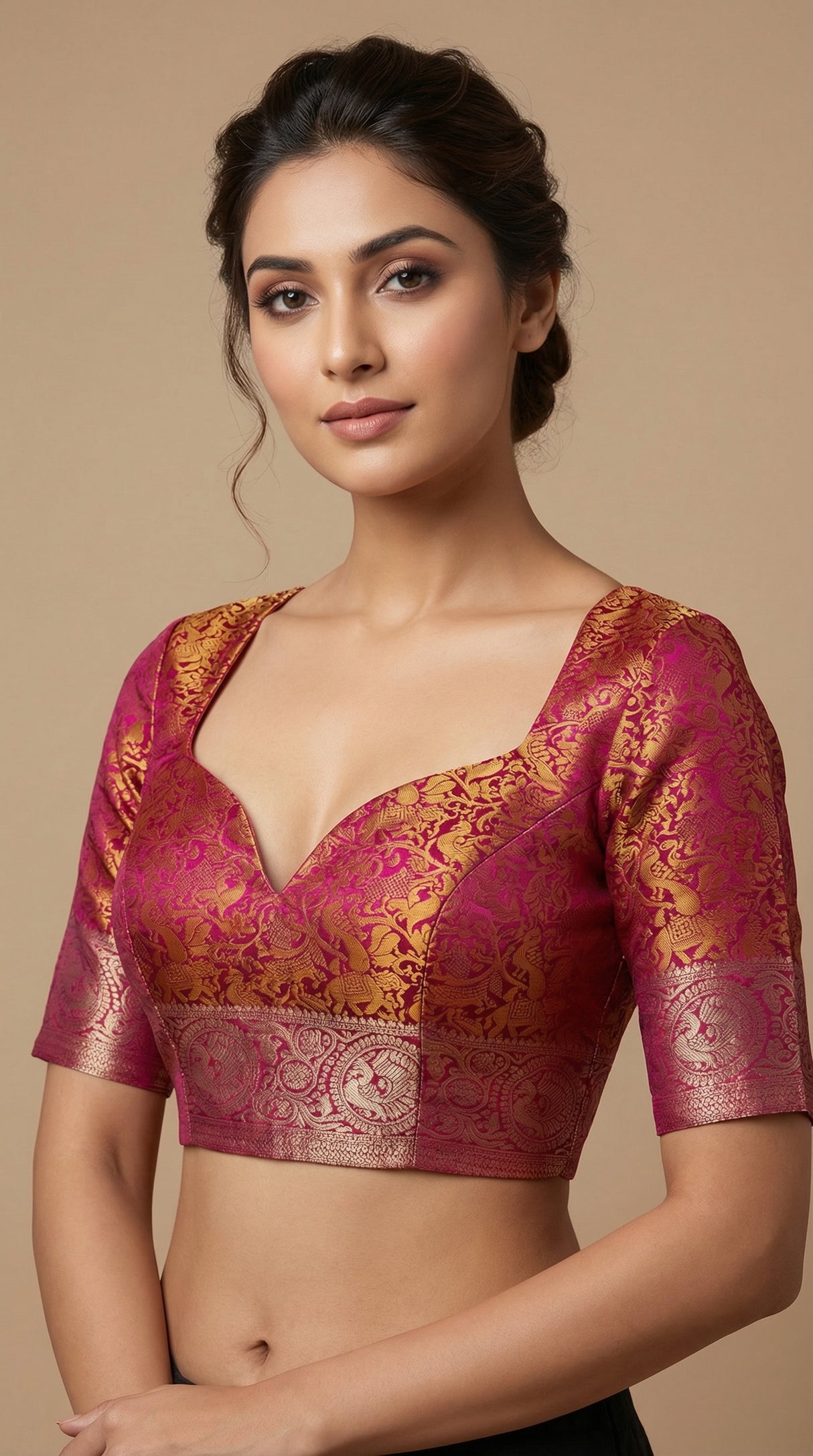 MIMOSA Women's Woven Design Banarasi Style Art Silk Saree with Blouse Piece - Mejanta ( SA00003133MJFREE )