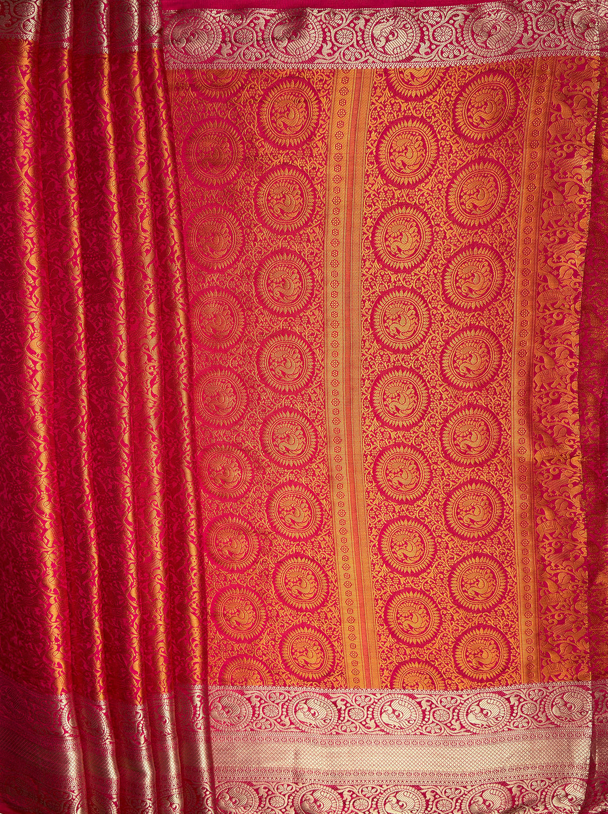 MIMOSA Women's Woven Design Banarasi Style Art Silk Saree with Blouse Piece - Rani ( SA00003133RNFREE )