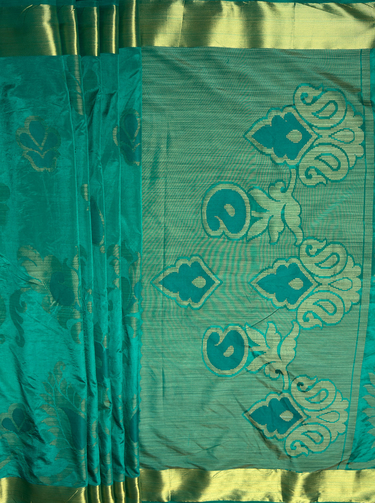 MIMOSA Women's Woven Design Mysore Silk Style Crepe Saree with Blouse Piece - Rama ( SA00003135RMFREE )
