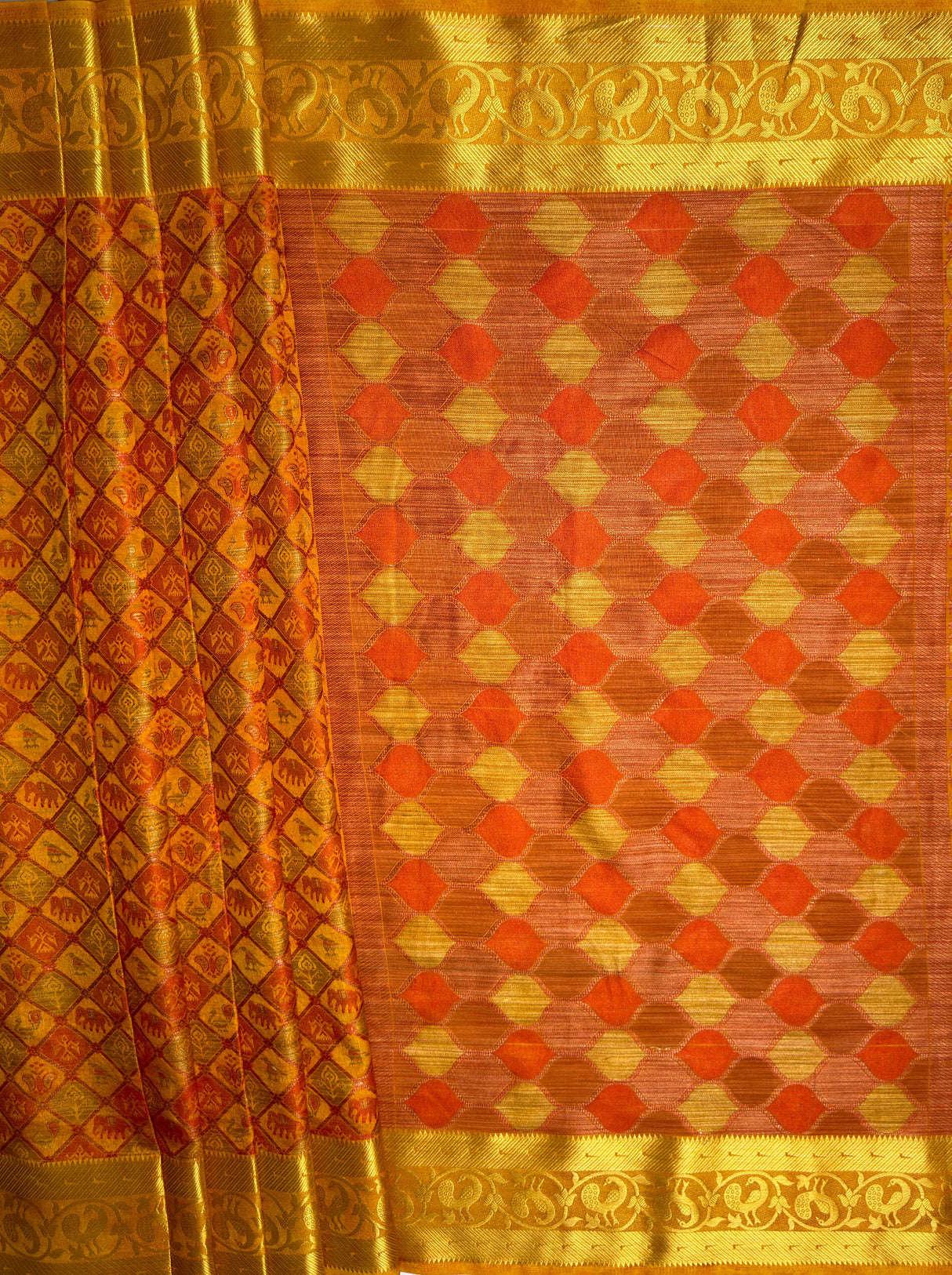 MIMOSA Women's Woven Design Patola Style Raw Silk Saree with Blouse Piece - Mustard ( SA00003140MSFREE )