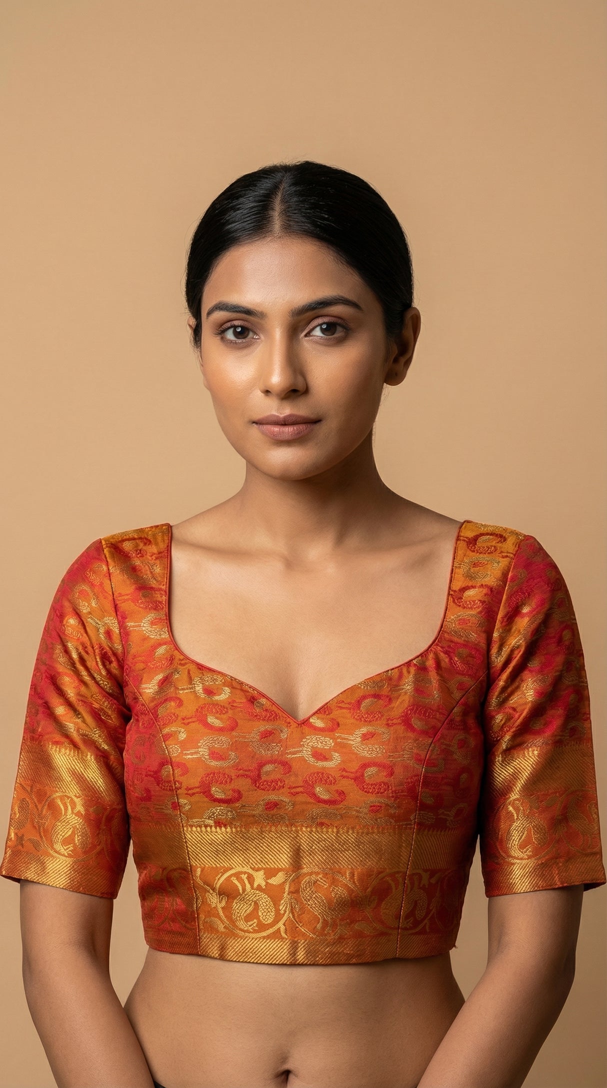MIMOSA Women's Woven Design Patola Style Raw Silk Saree with Blouse Piece - Rust ( SA00003140RSFREE )