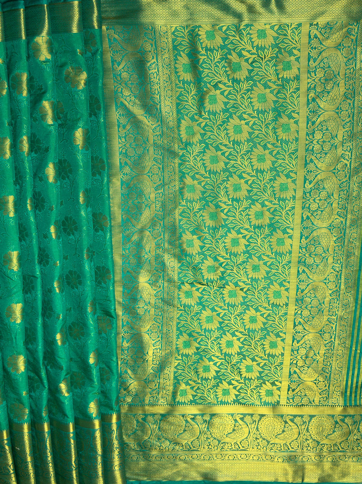 MIMOSA Women's Woven Design Kanjivaram Style Art Silk Saree with Blouse Piece - Saffire ( SA00003142SFFREE )