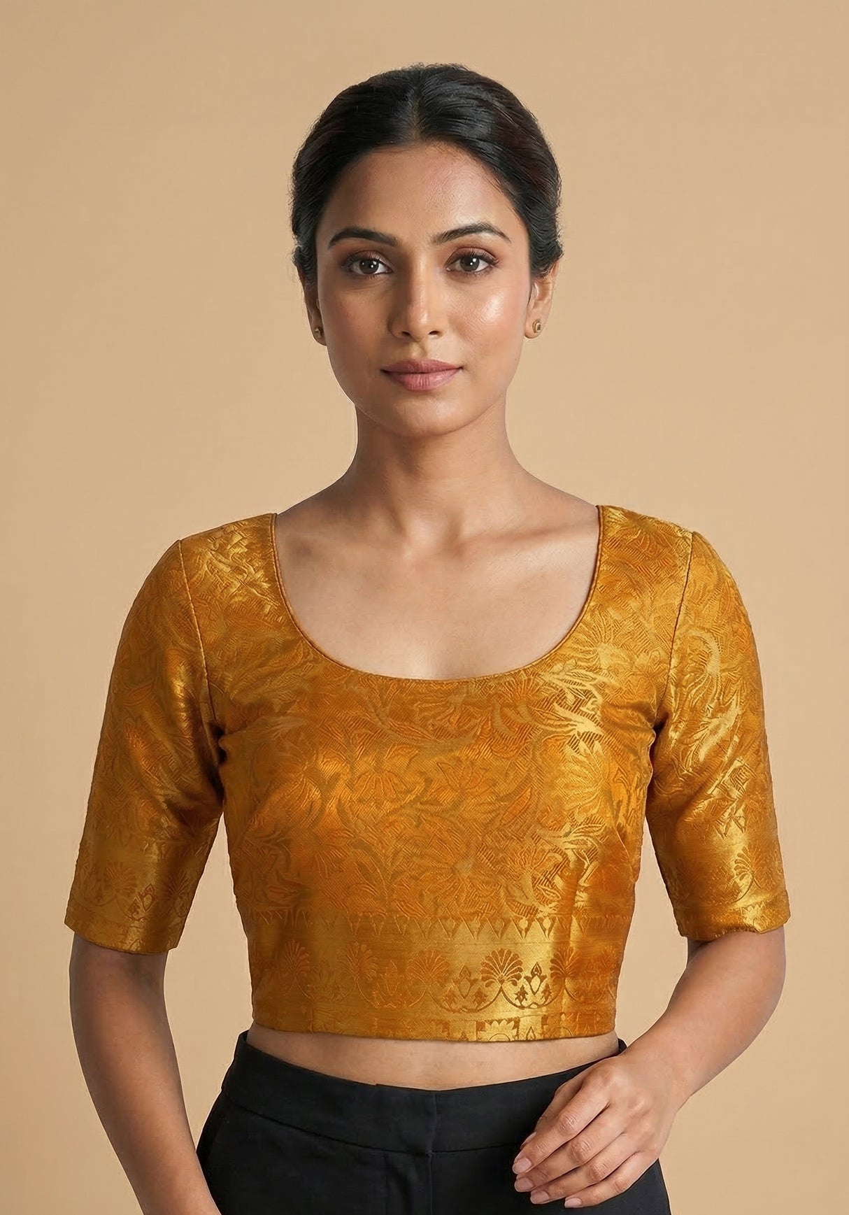 MIMOSA Women's Woven Design Kanjivaram Style Art Silk Saree with Blouse Piece - Mustard ( SA00003144MSFREE )