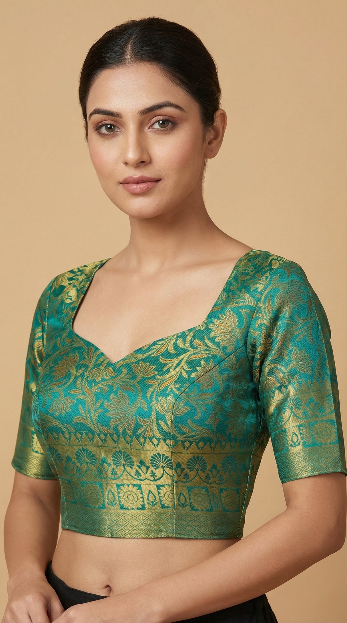 MIMOSA Women's Woven Design Kanjivaram Style Art Silk Saree with Blouse Piece - Saffire ( SA00003144SFFREE )