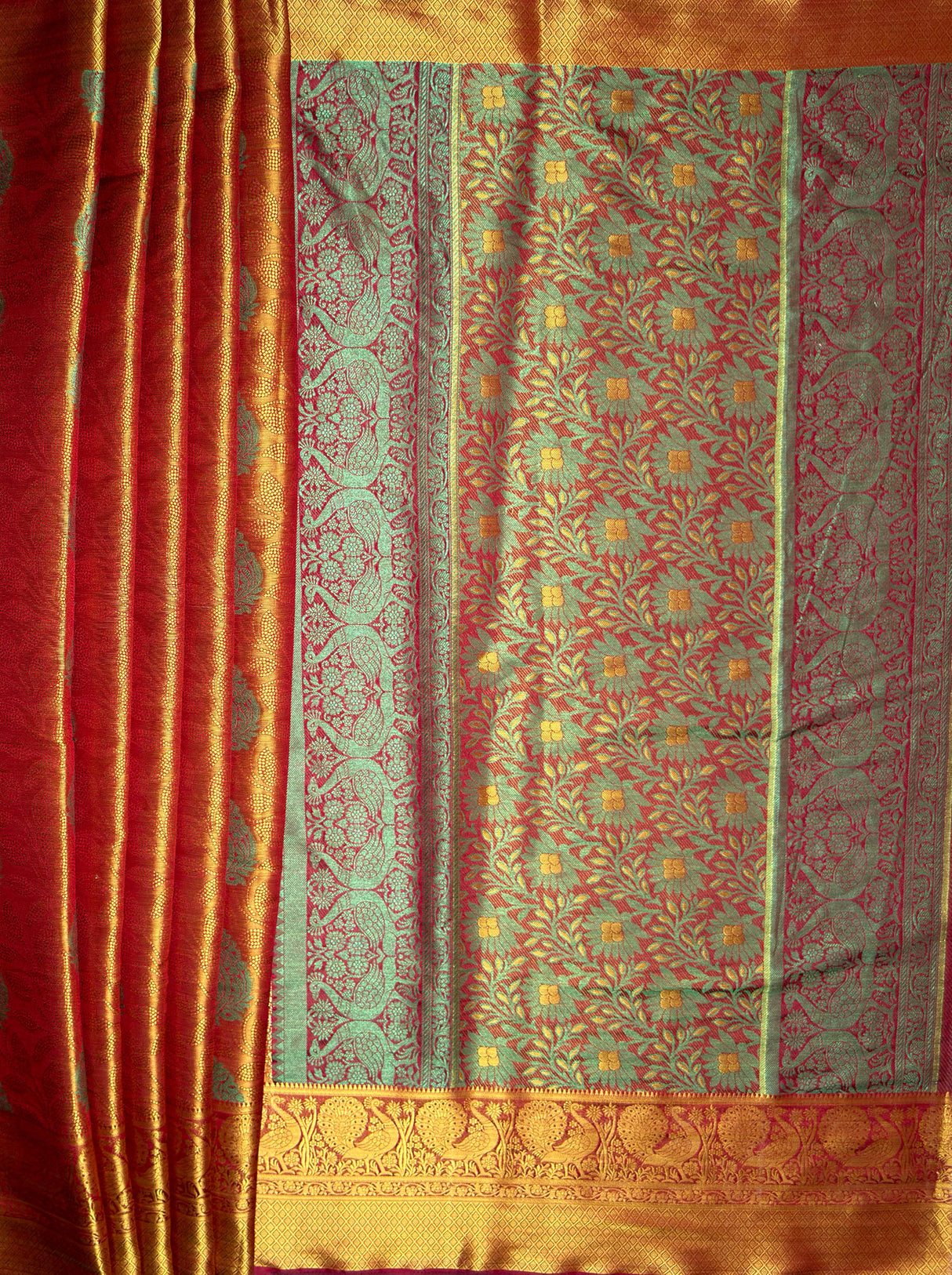 MIMOSA Women's Woven Design Kanjivaram Style Art Silk Saree with Blouse Piece - Maroon ( SA00003145MRFREE )