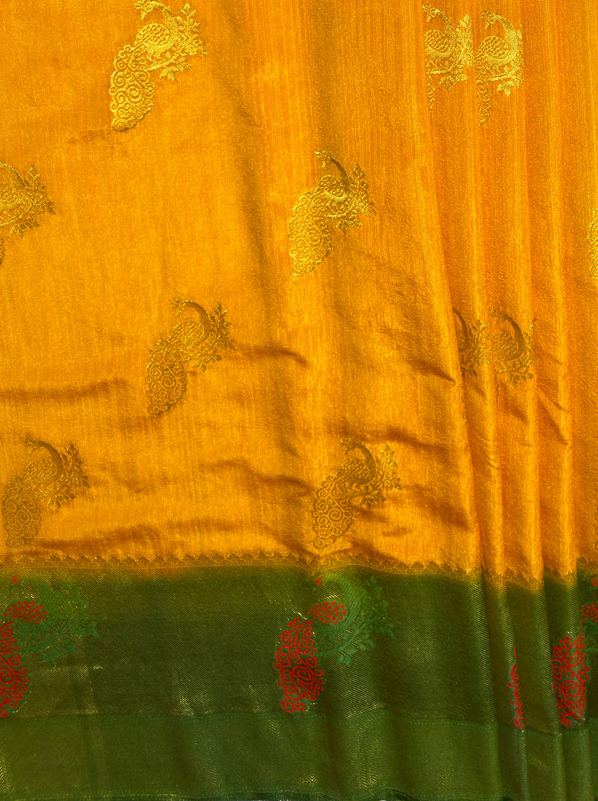 MIMOSA Women's Woven Design Paithani Style Raw Silk Saree with Blouse Piece - Mustard ( SA00003156MSFREE )