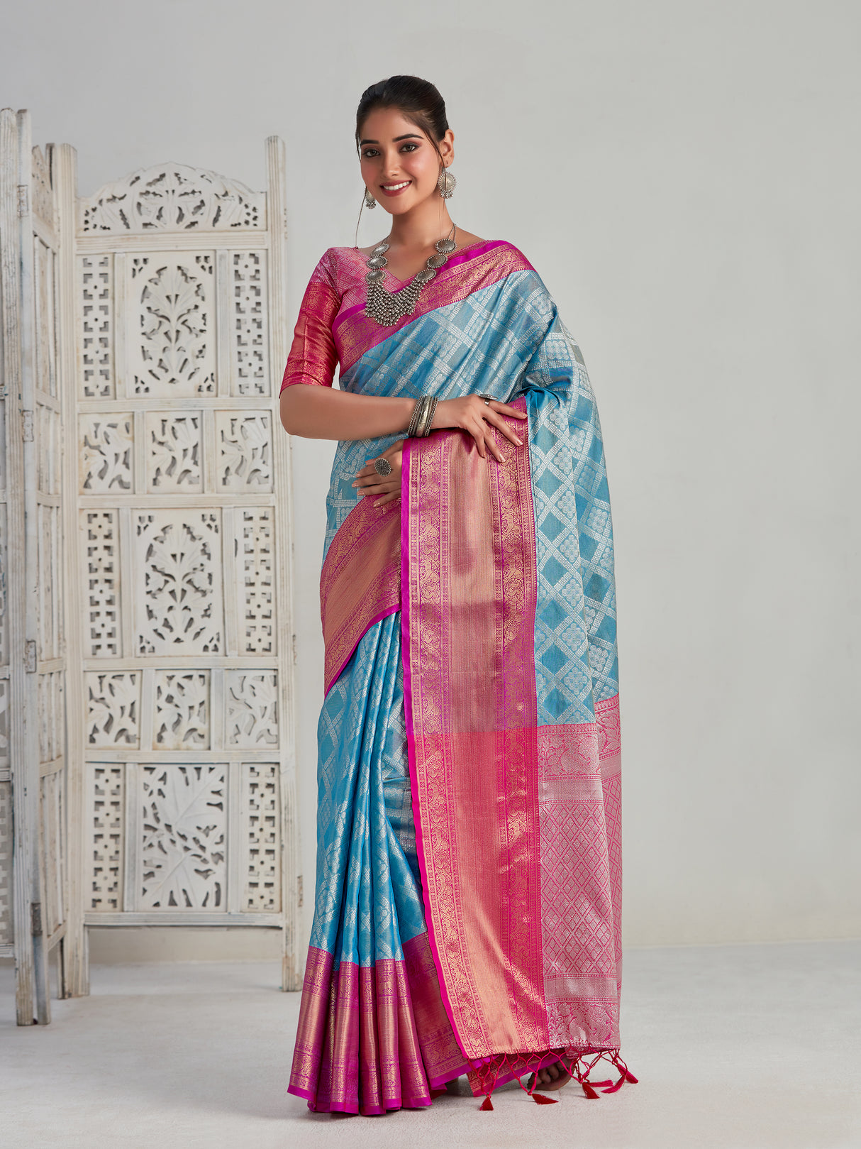 Mimosa Women's Woven Design Kanjivaram Art Silk Saree With Blouse Piece : SA0000464AN