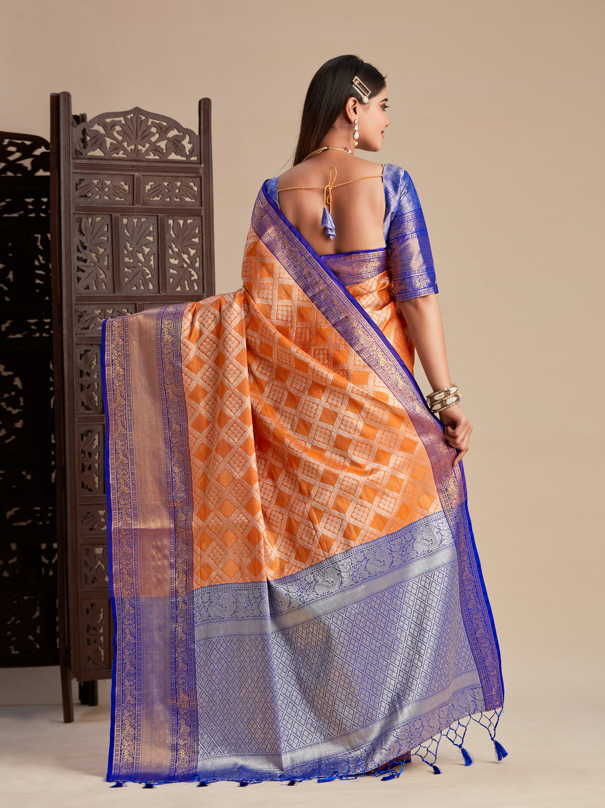 Mimosa Women's Woven Design Kanjivaram Art Silk Saree With Blouse Piece : SA0000464OR