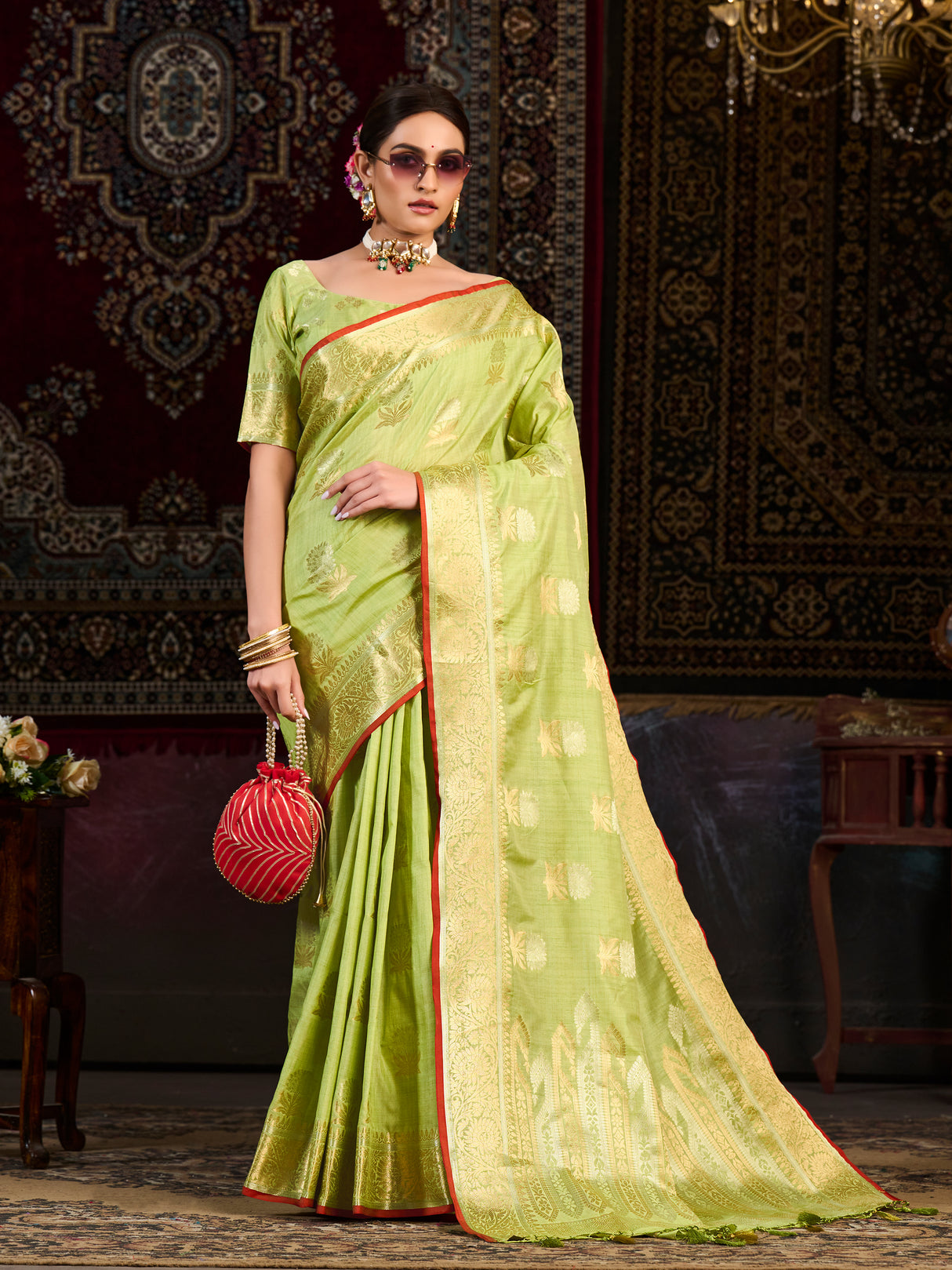 Mimosa Women's Woven Design Chhattisgarh Art Silk Saree With Blouse Piece : SA0000863PS