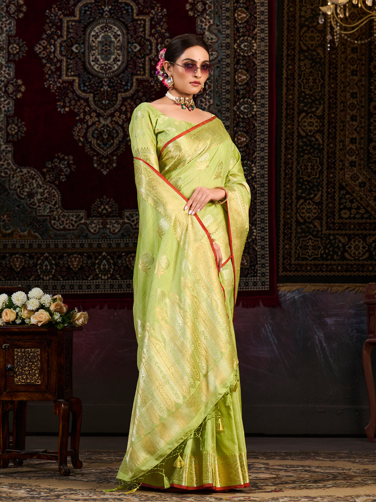 Mimosa Women's Woven Design Chhattisgarh Art Silk Saree With Blouse Piece : SA0000863PS