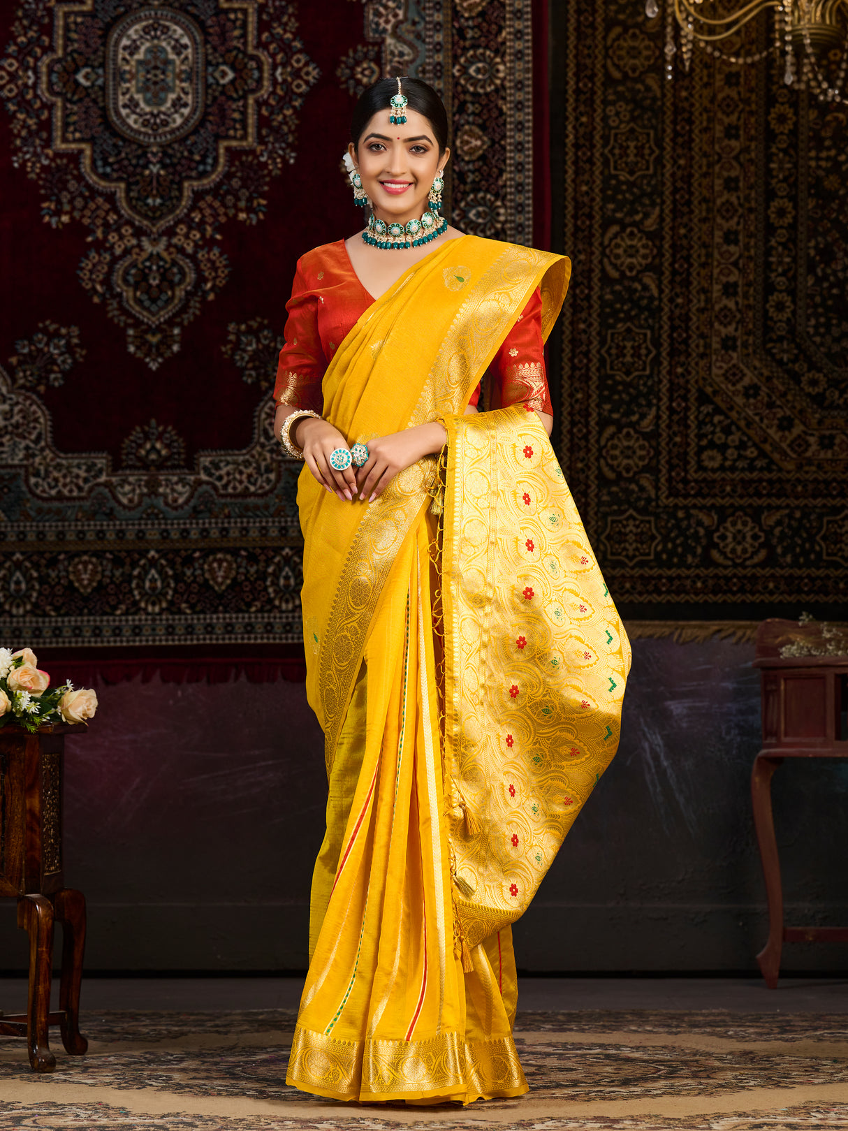 Mimosa Women's Woven Design Bishnupur Art Silk Saree With Blouse Piece : SA0000866GD