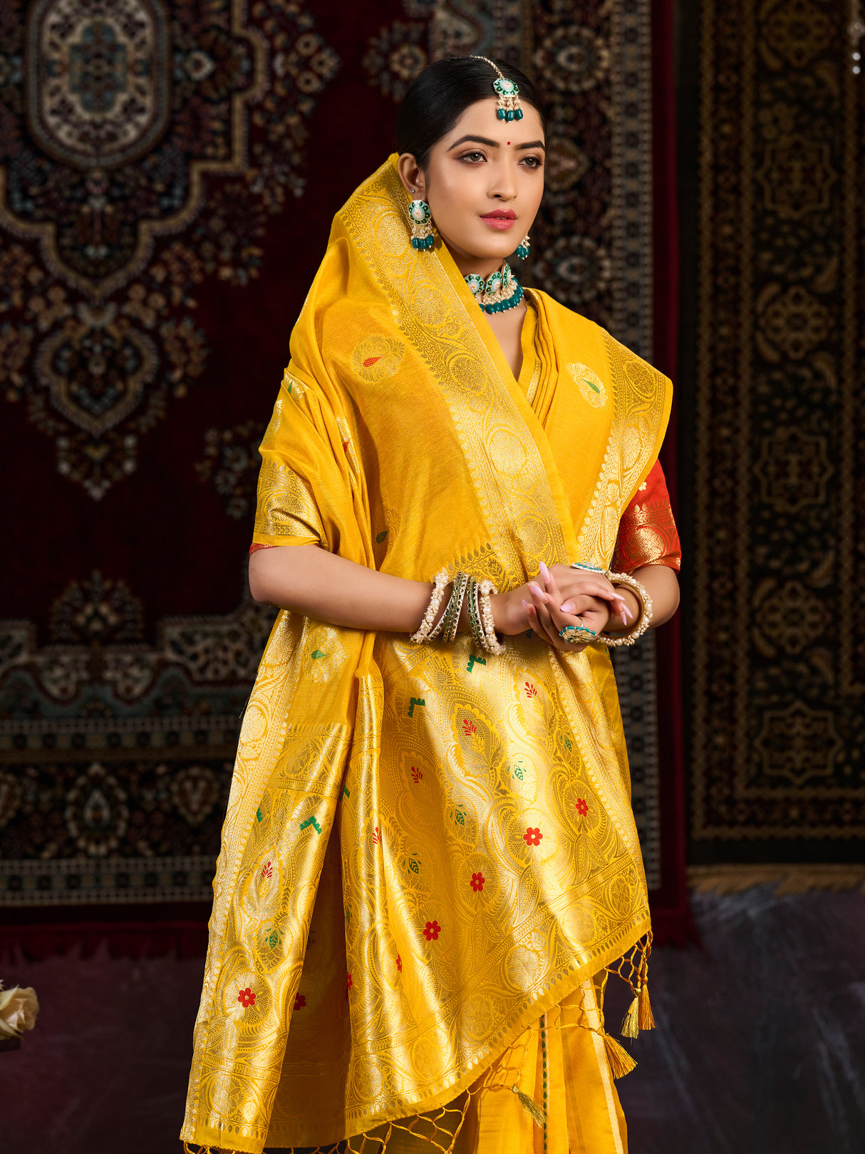 Mimosa Women's Woven Design Bishnupur Art Silk Saree With Blouse Piece : SA0000866GD