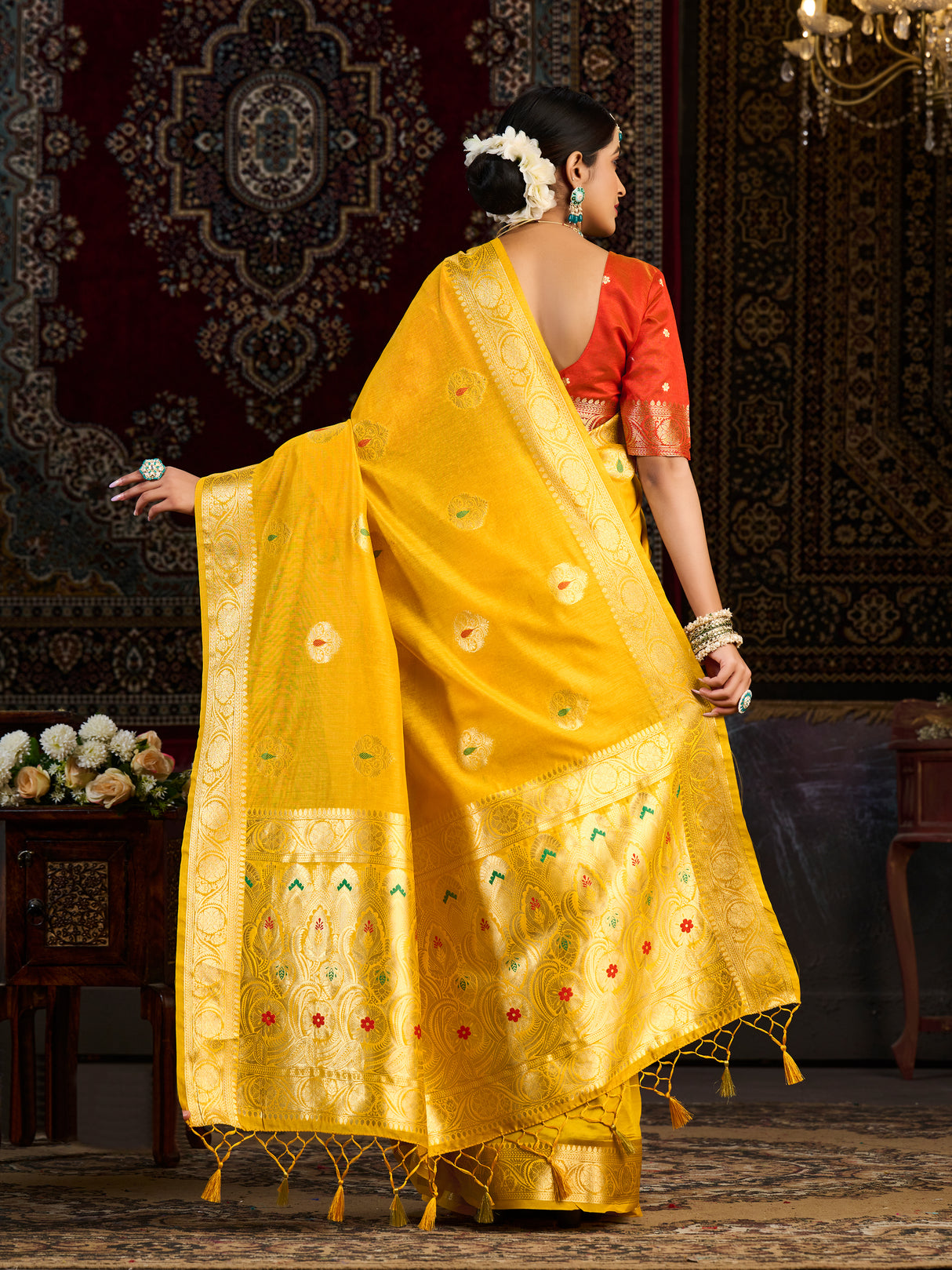 Mimosa Women's Woven Design Bishnupur Art Silk Saree With Blouse Piece : SA0000866GD