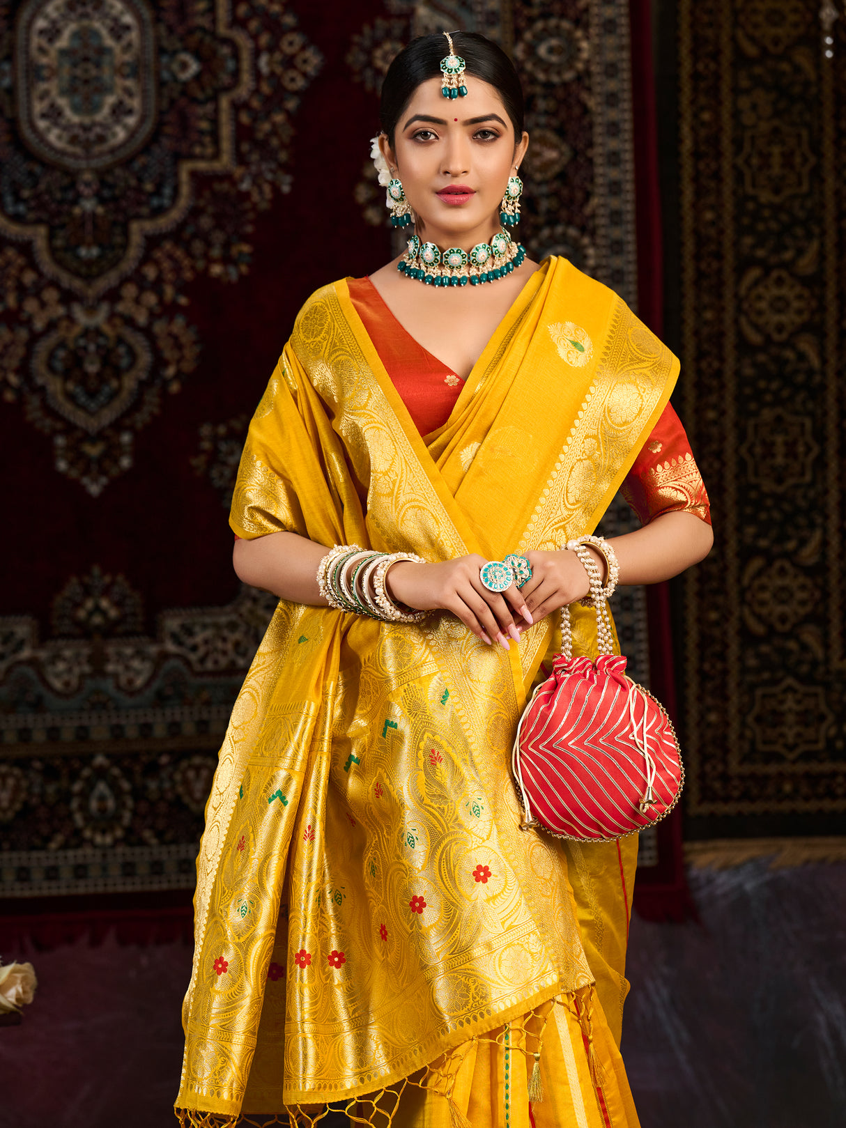 Mimosa Women's Woven Design Bishnupur Art Silk Saree With Blouse Piece : SA0000866GD