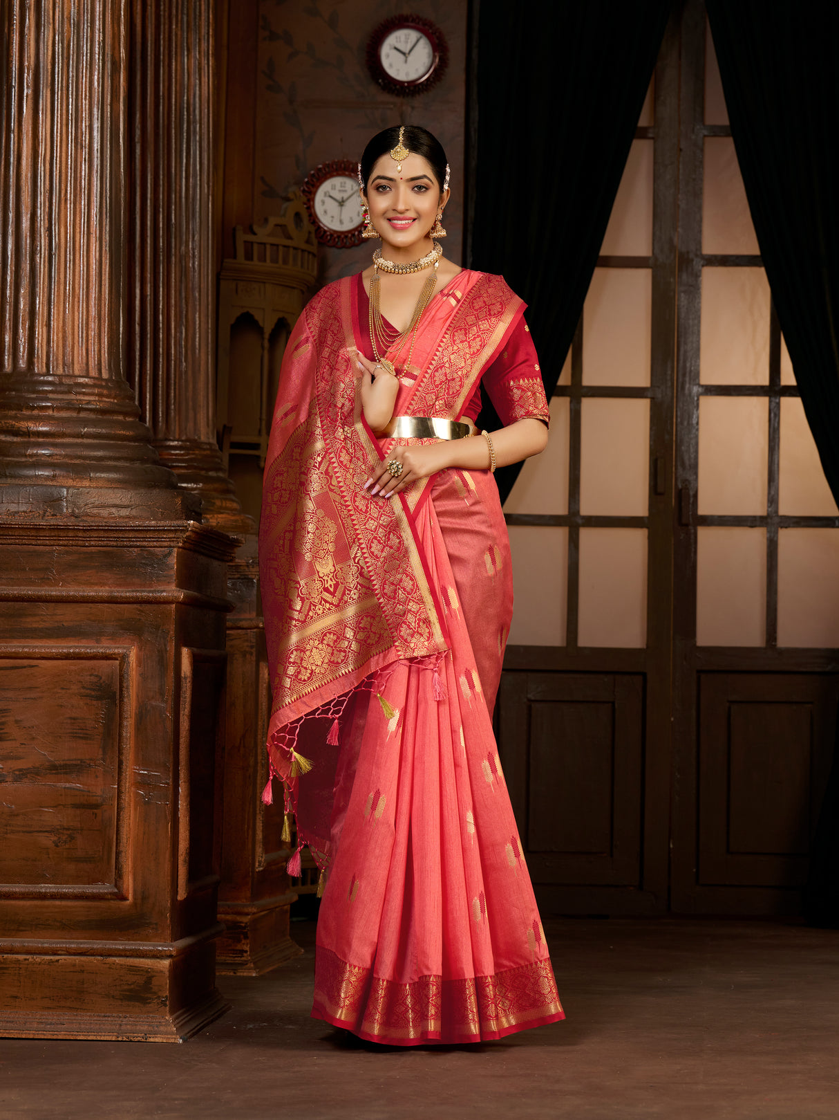 Mimosa Women's Woven Design Bishnupur Art Silk Saree With Blouse Piece : SA0000867PC