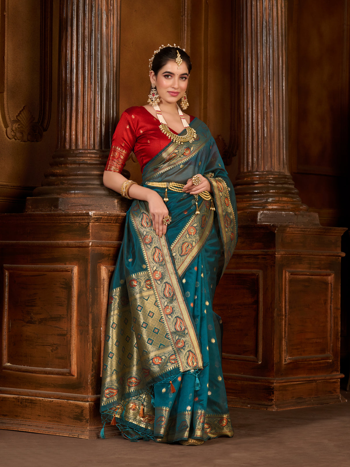 Mimosa Women's Woven Design Kanjivaram Art Silk Saree With Blouse Piece : SA0000868IB