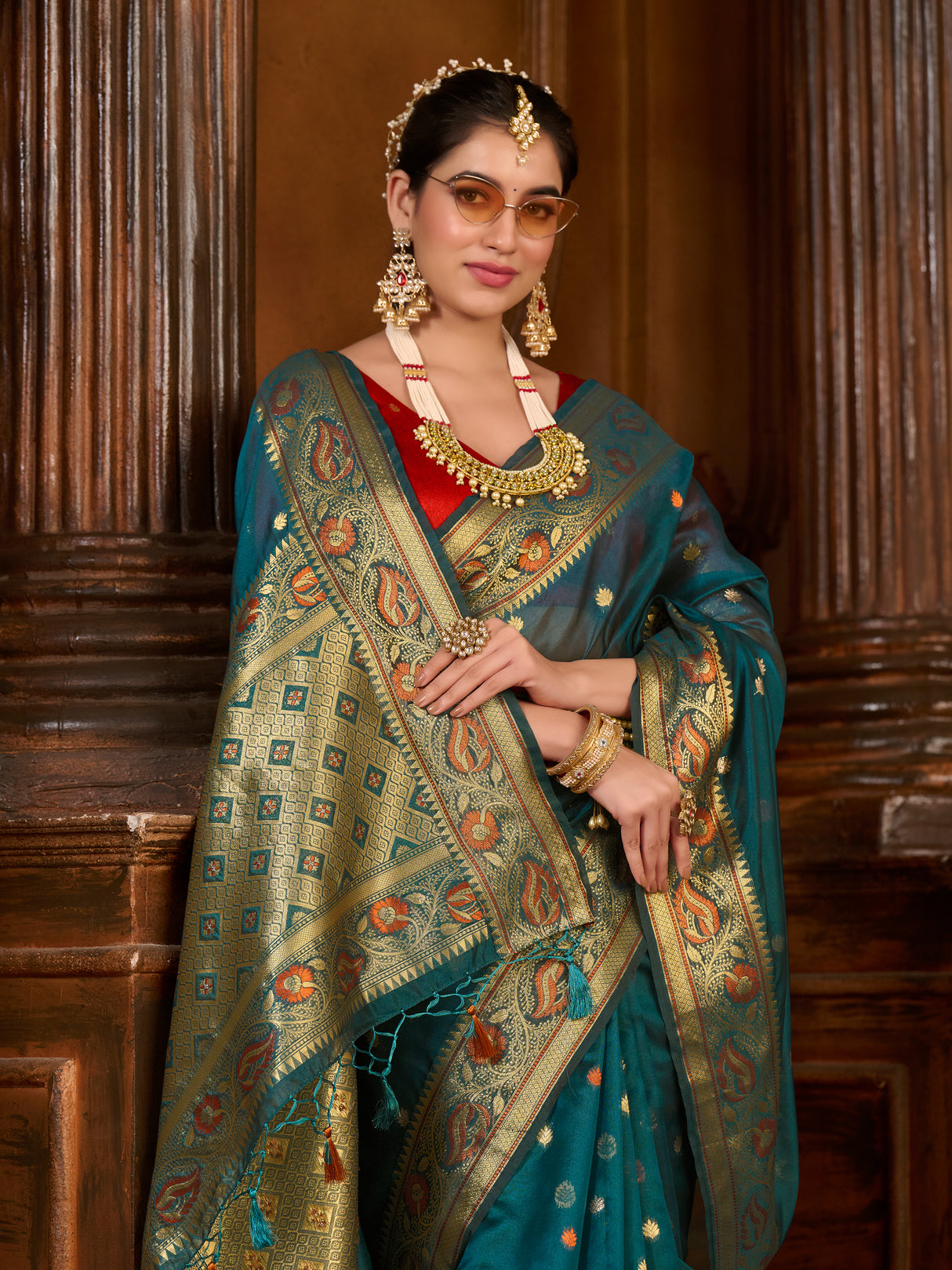 Mimosa Women's Woven Design Kanjivaram Art Silk Saree With Blouse Piece : SA0000868IB