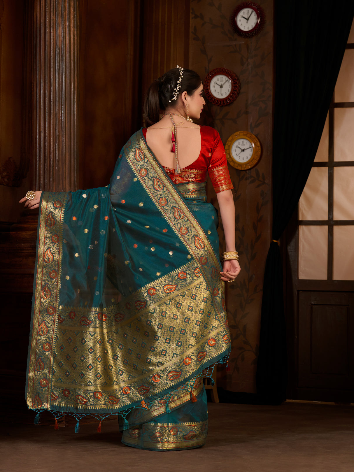 Mimosa Women's Woven Design Kanjivaram Art Silk Saree With Blouse Piece : SA0000868IB