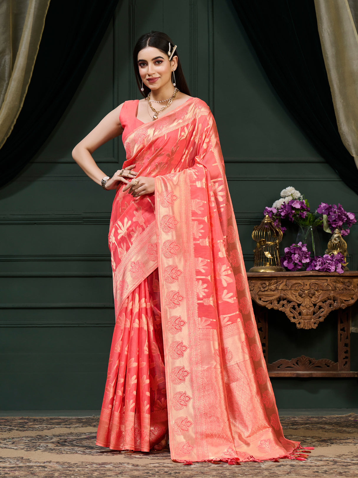 Mimosa Women's Woven Design Banarasi Art Silk Saree With Blouse Piece : SA0000871PC