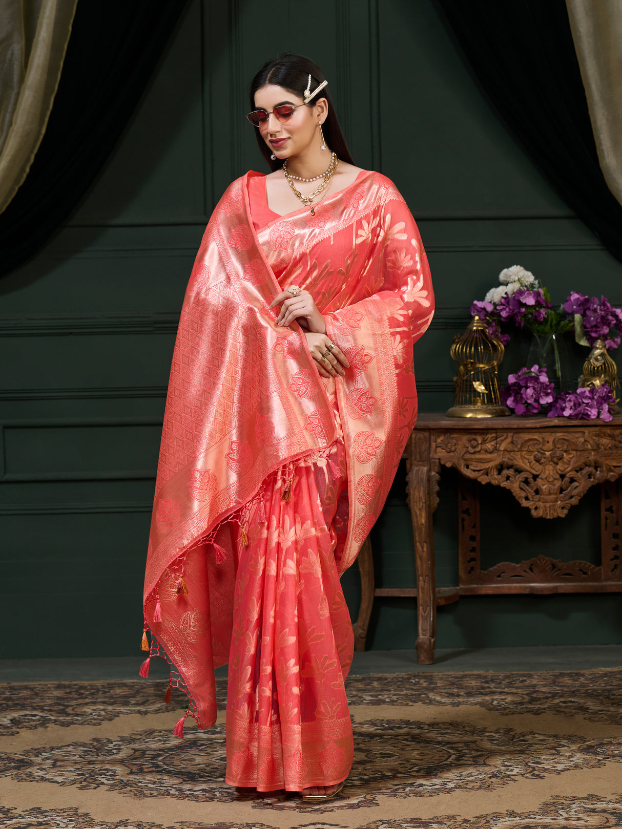 Mimosa Women's Woven Design Banarasi Art Silk Saree With Blouse Piece : SA0000871PC