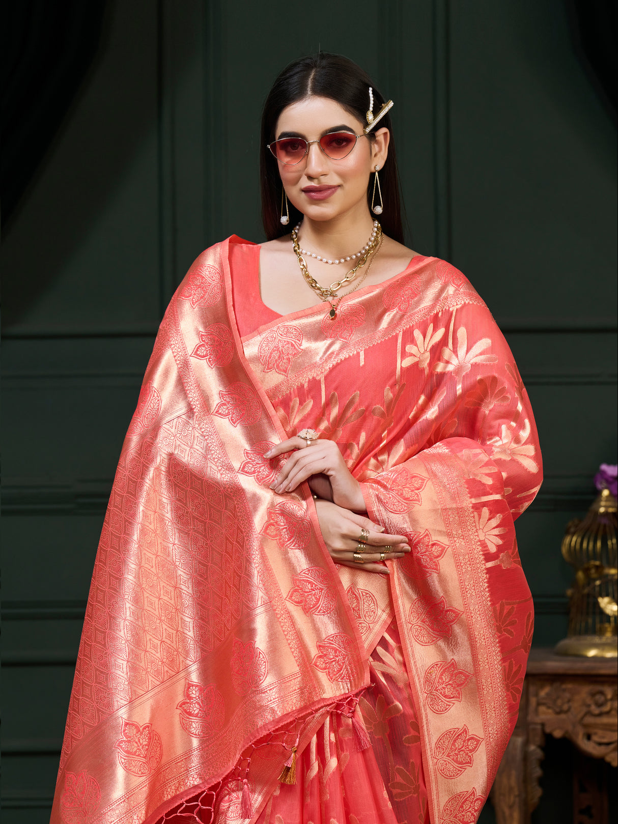 Mimosa Women's Woven Design Banarasi Art Silk Saree With Blouse Piece : SA0000871PC