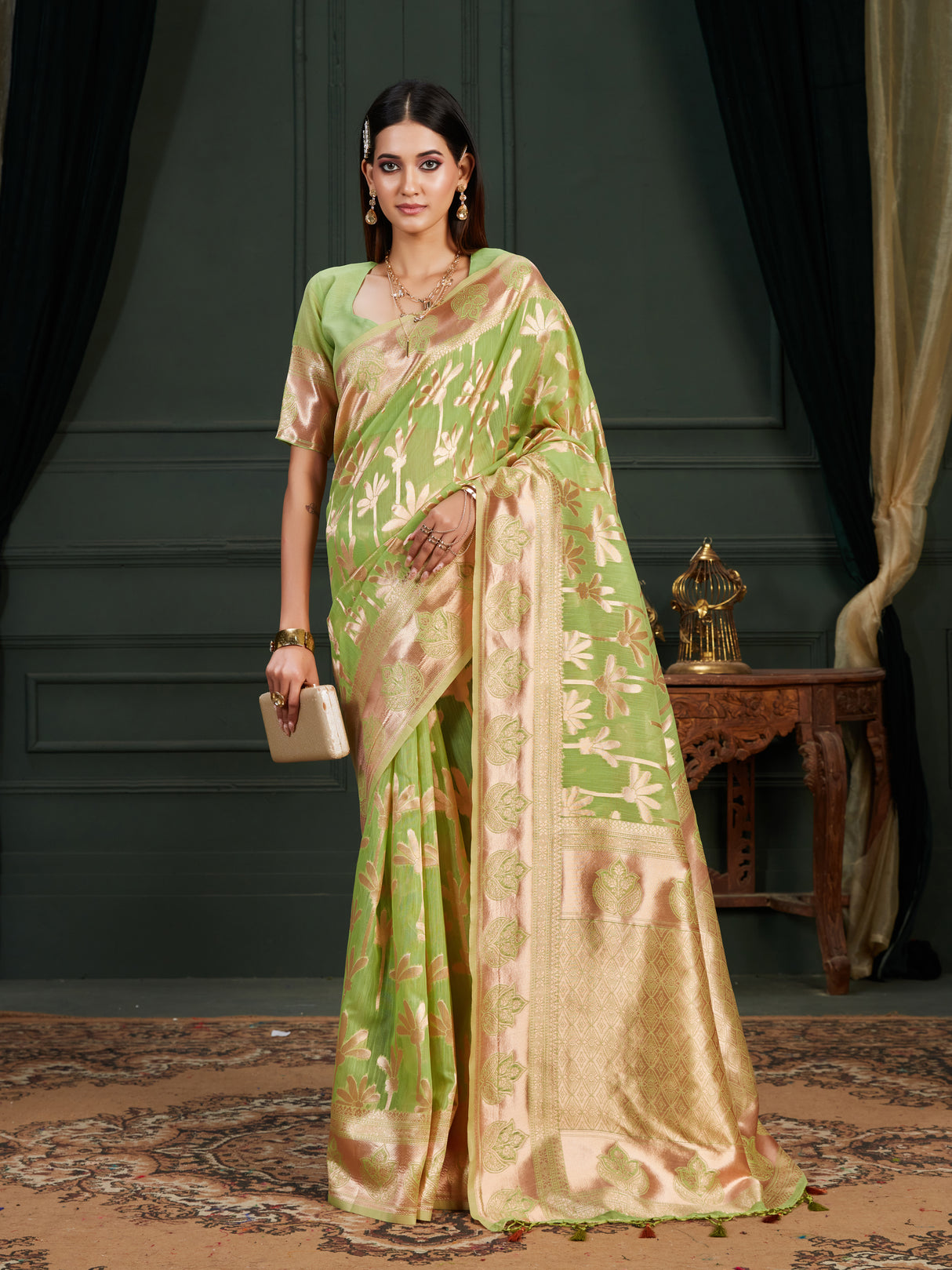 Mimosa Women's Woven Design Banarasi Art Silk Saree With Blouse Piece : SA0000871PS