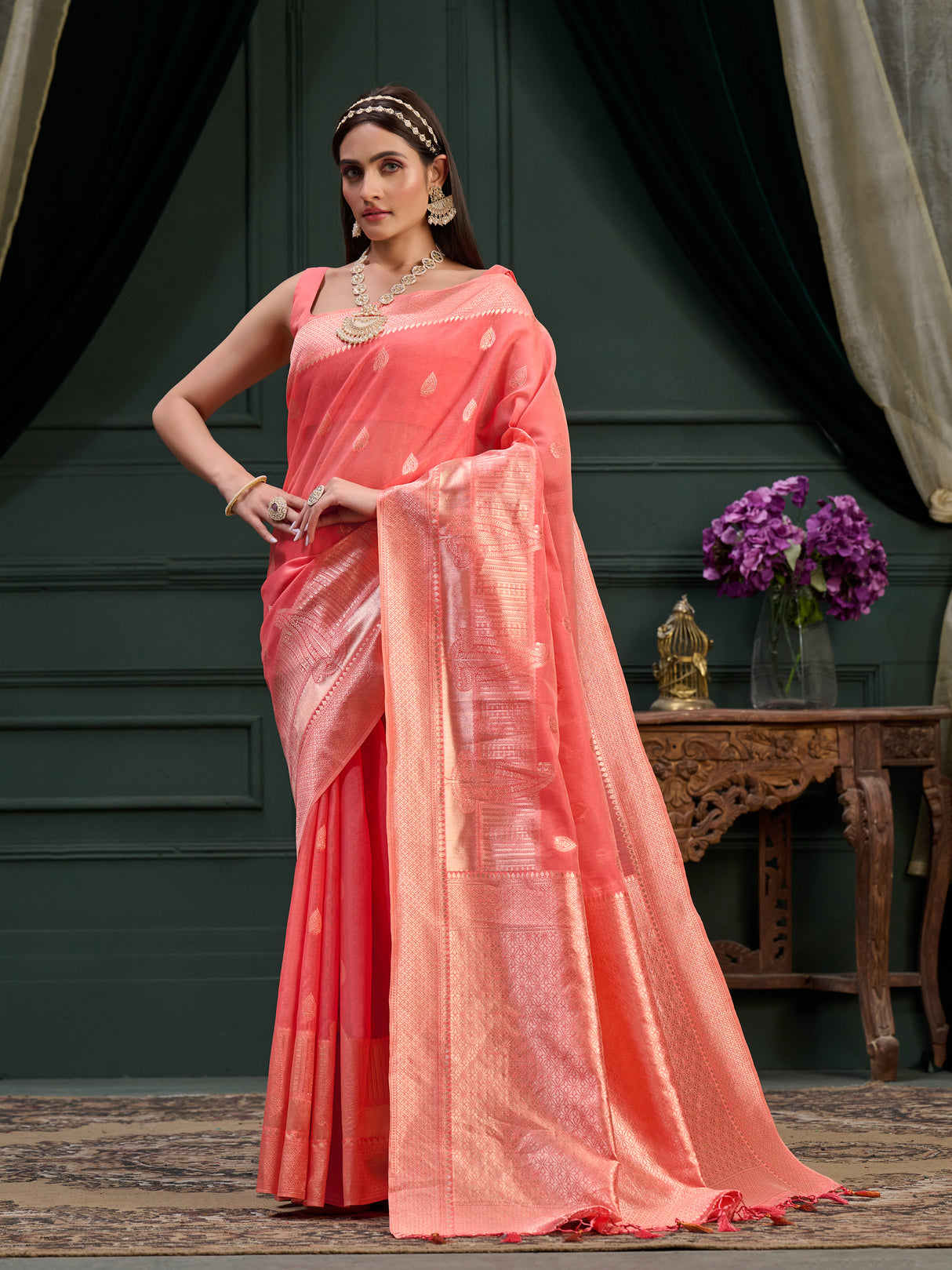 Mimosa Women's Woven Design Banarasi Art Silk Saree With Blouse Piece : SA0000872PC