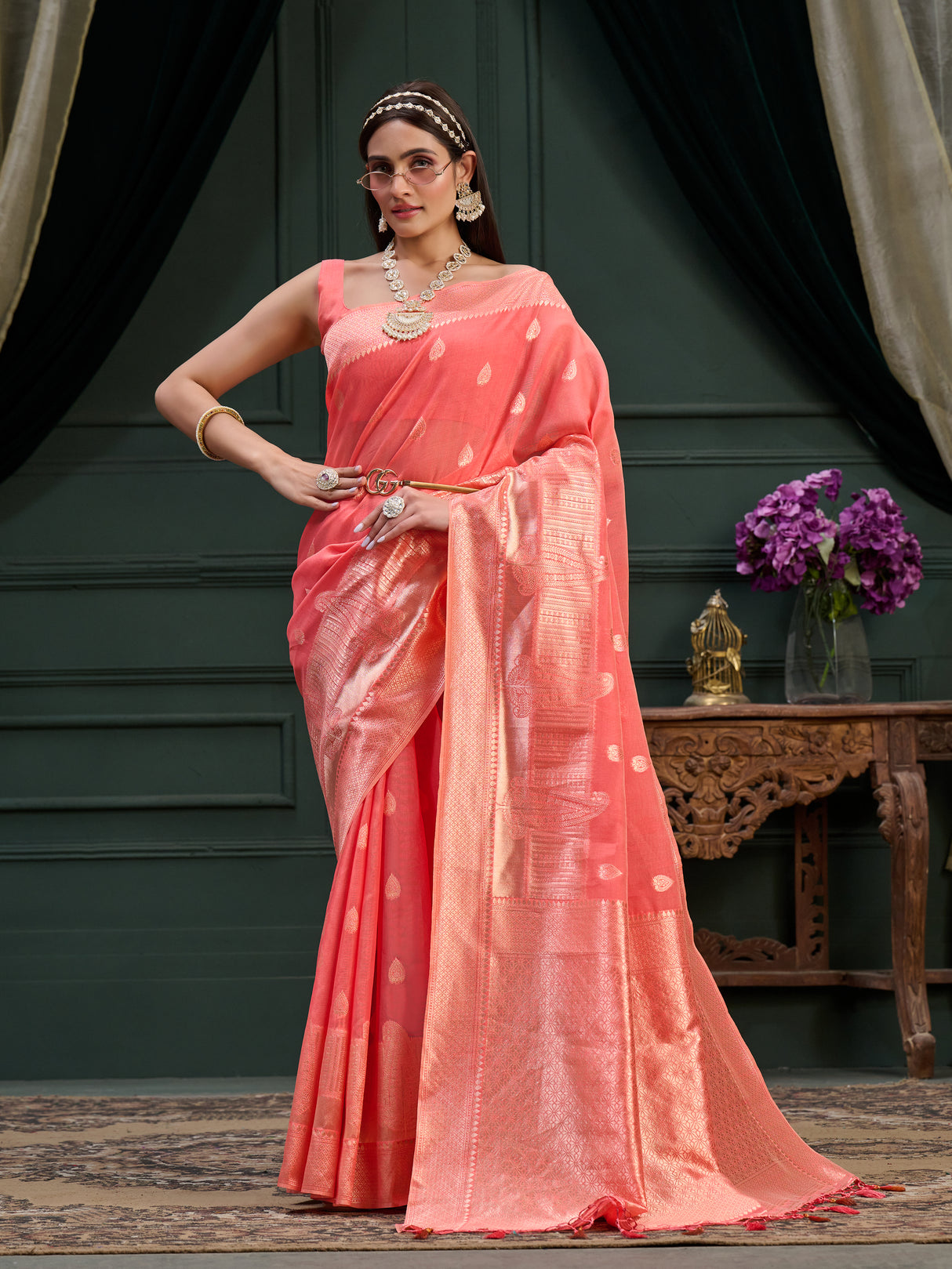 Mimosa Women's Woven Design Banarasi Art Silk Saree With Blouse Piece : SA0000872PC