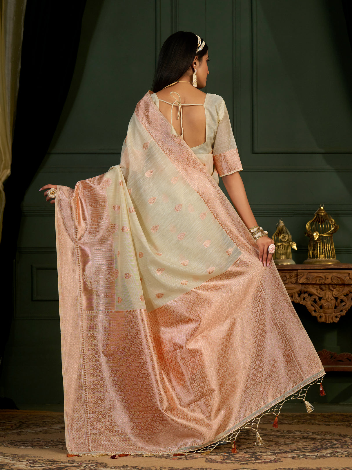 Mimosa Women's Woven Design Banarasi Art Silk Saree With Blouse Piece : SA0000872WH