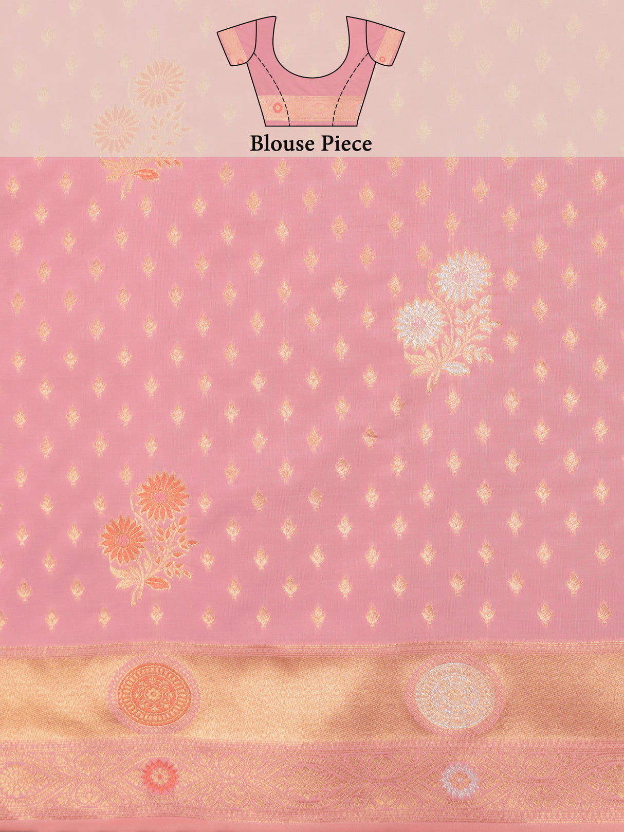 Mimosa Women's Woven Design Kanjivaram Art Silk Saree With Blouse Piece : SA0000888PNK