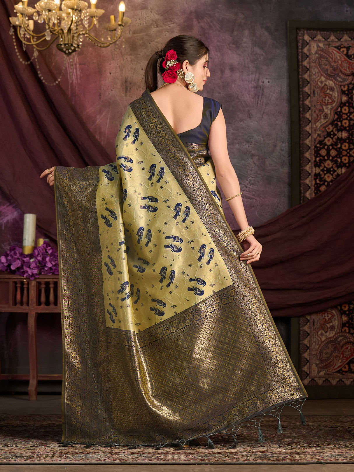 Mimosa Women's Woven Design Kanjivaram Art Silk Saree With Blouse Piece : SA0000899GY