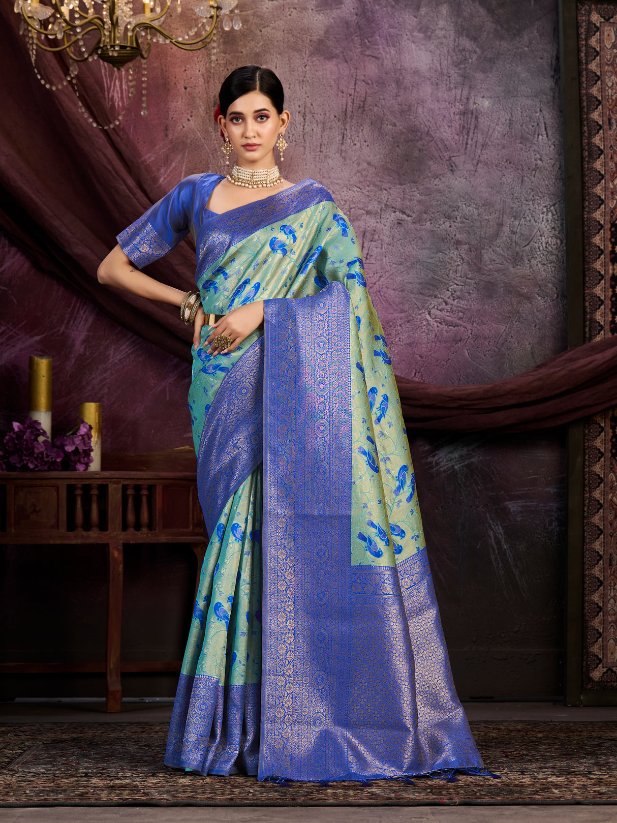 Mimosa Women's Woven Design Kanjivaram Art Silk Saree With Blouse Piece : SA0000899RM