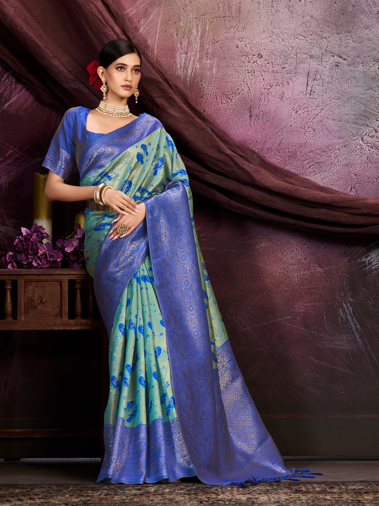 Mimosa Women's Woven Design Kanjivaram Art Silk Saree With Blouse Piece : SA0000899RM