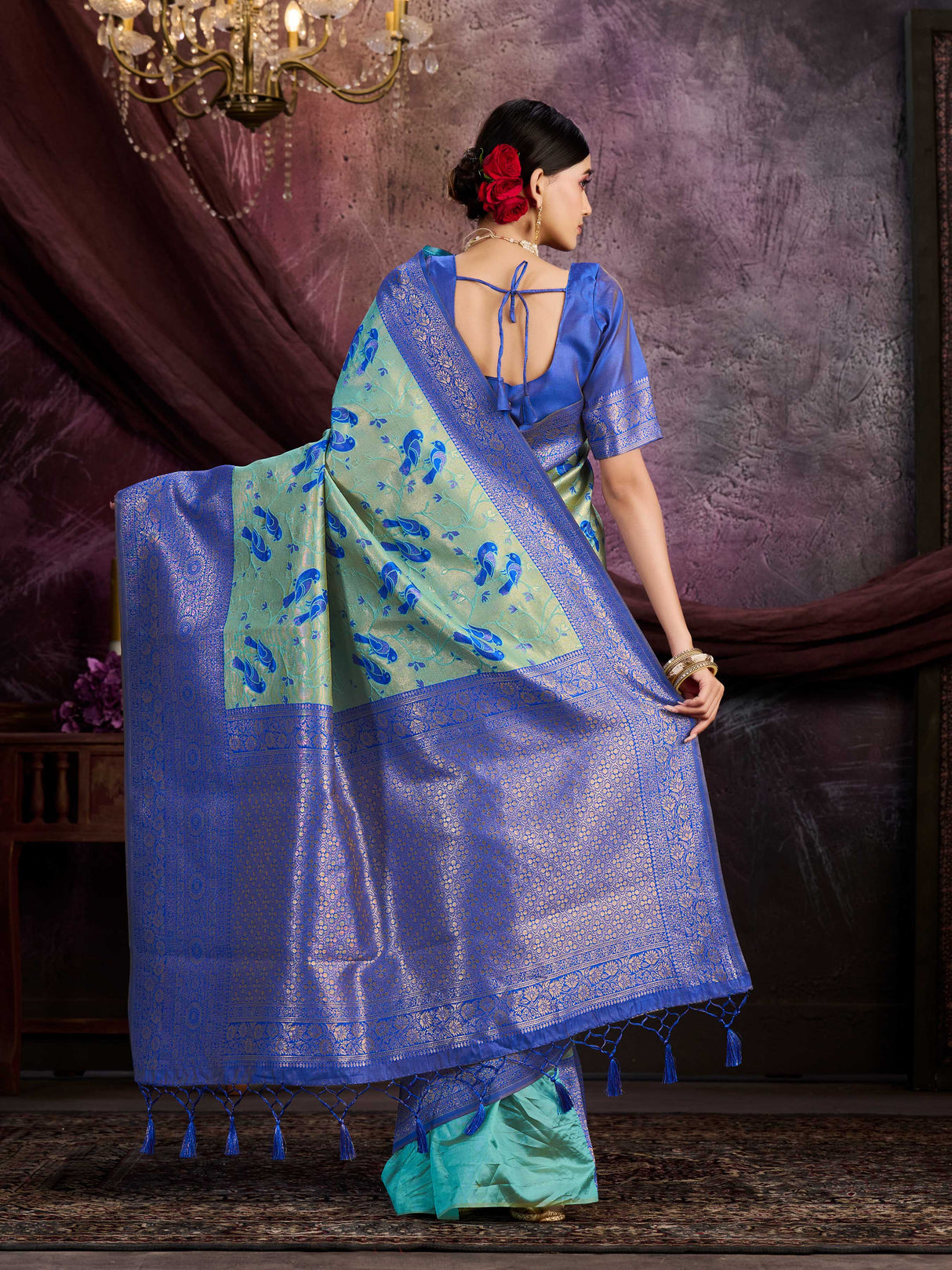 Mimosa Women's Woven Design Kanjivaram Art Silk Saree With Blouse Piece : SA0000899RM