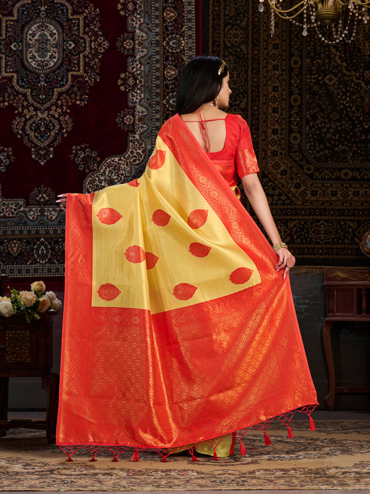 Mimosa Women's Woven Design Kanjivaram Art Silk Saree With Blouse Piece : SA0000900GD