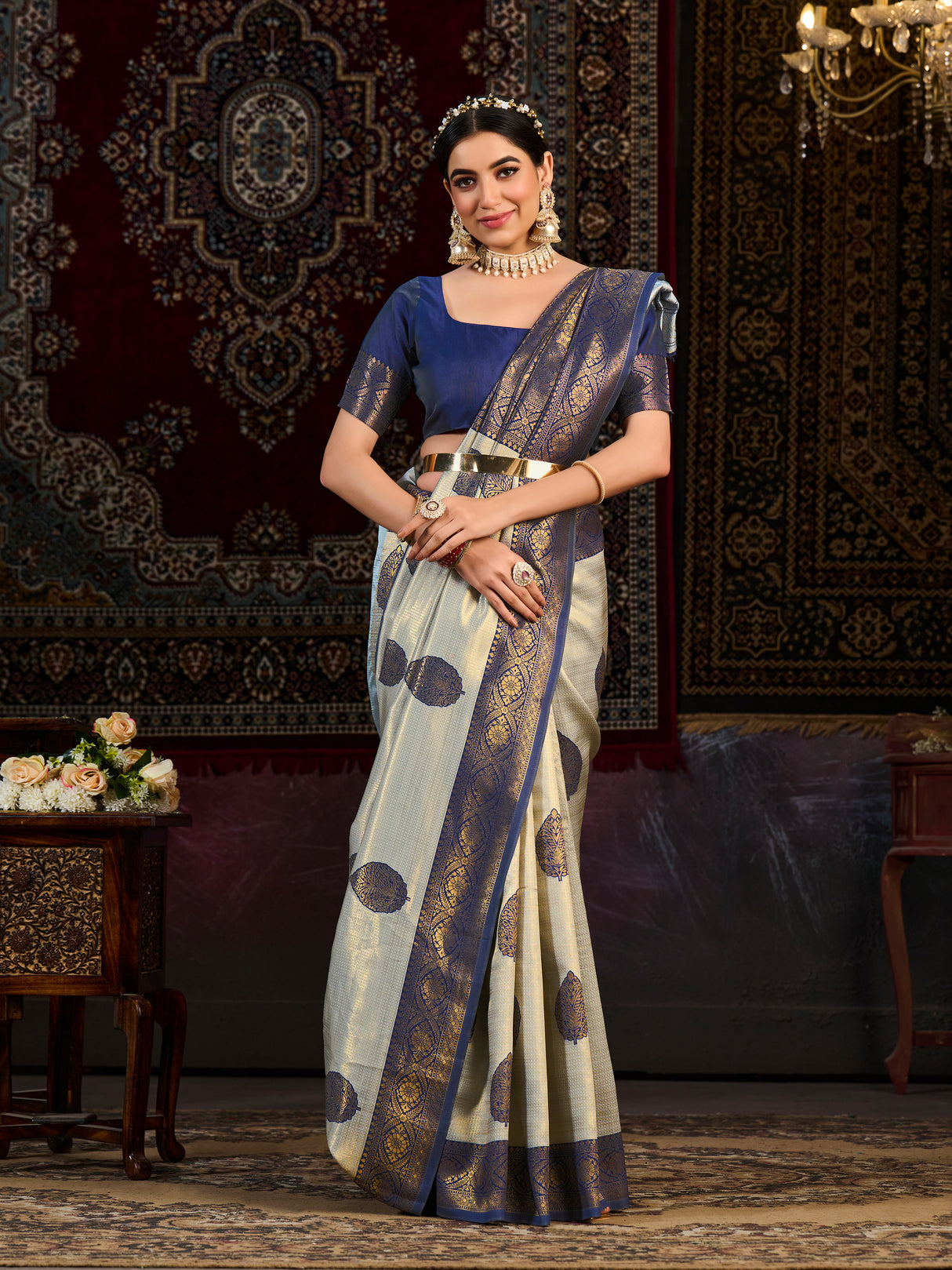 Mimosa Women's Woven Design Kanjivaram Art Silk Saree With Blouse Piece : SA0000900GY