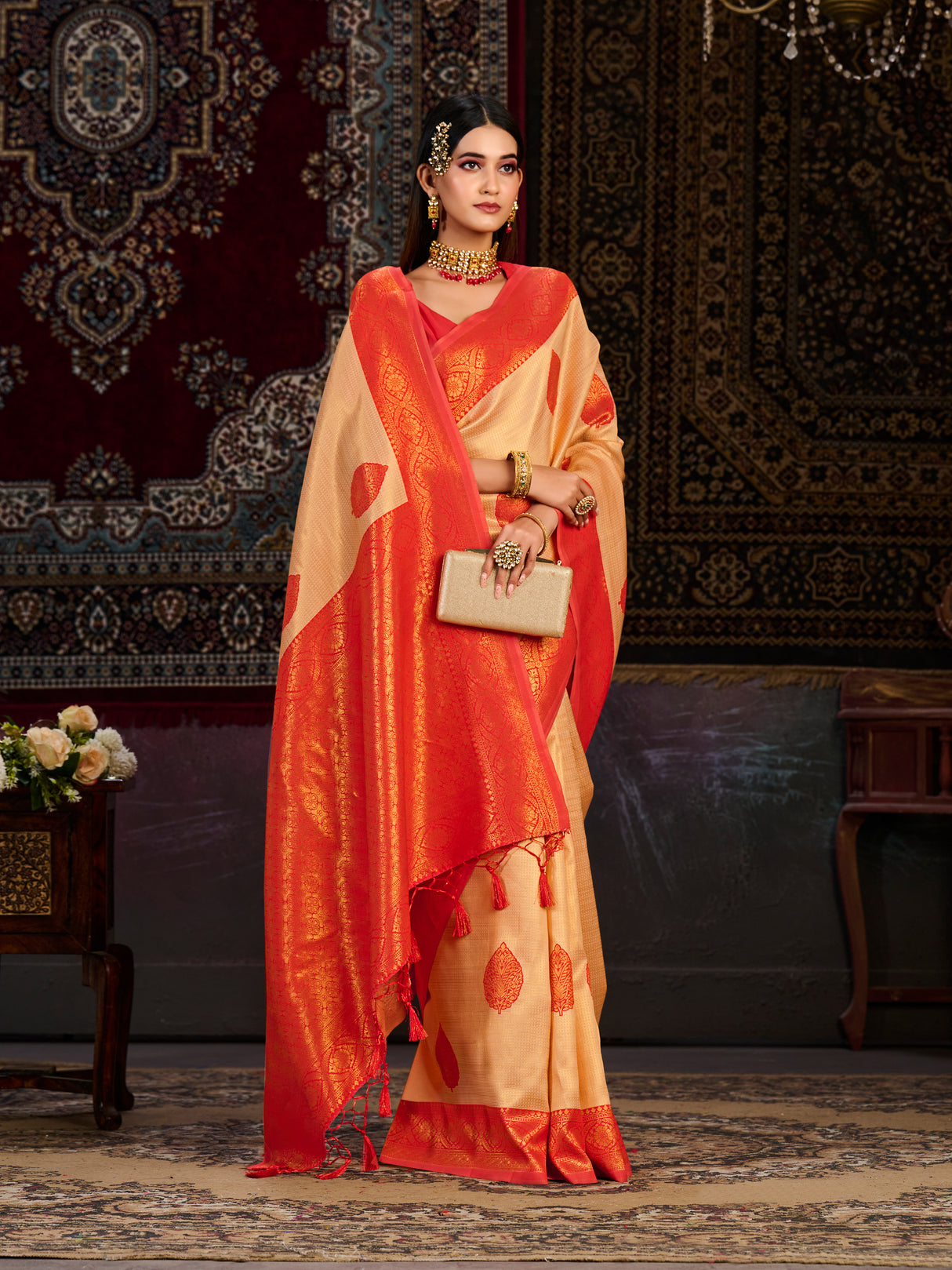 Mimosa Women's Woven Design Kanjivaram Art Silk Saree With Blouse Piece : SA0000900PC