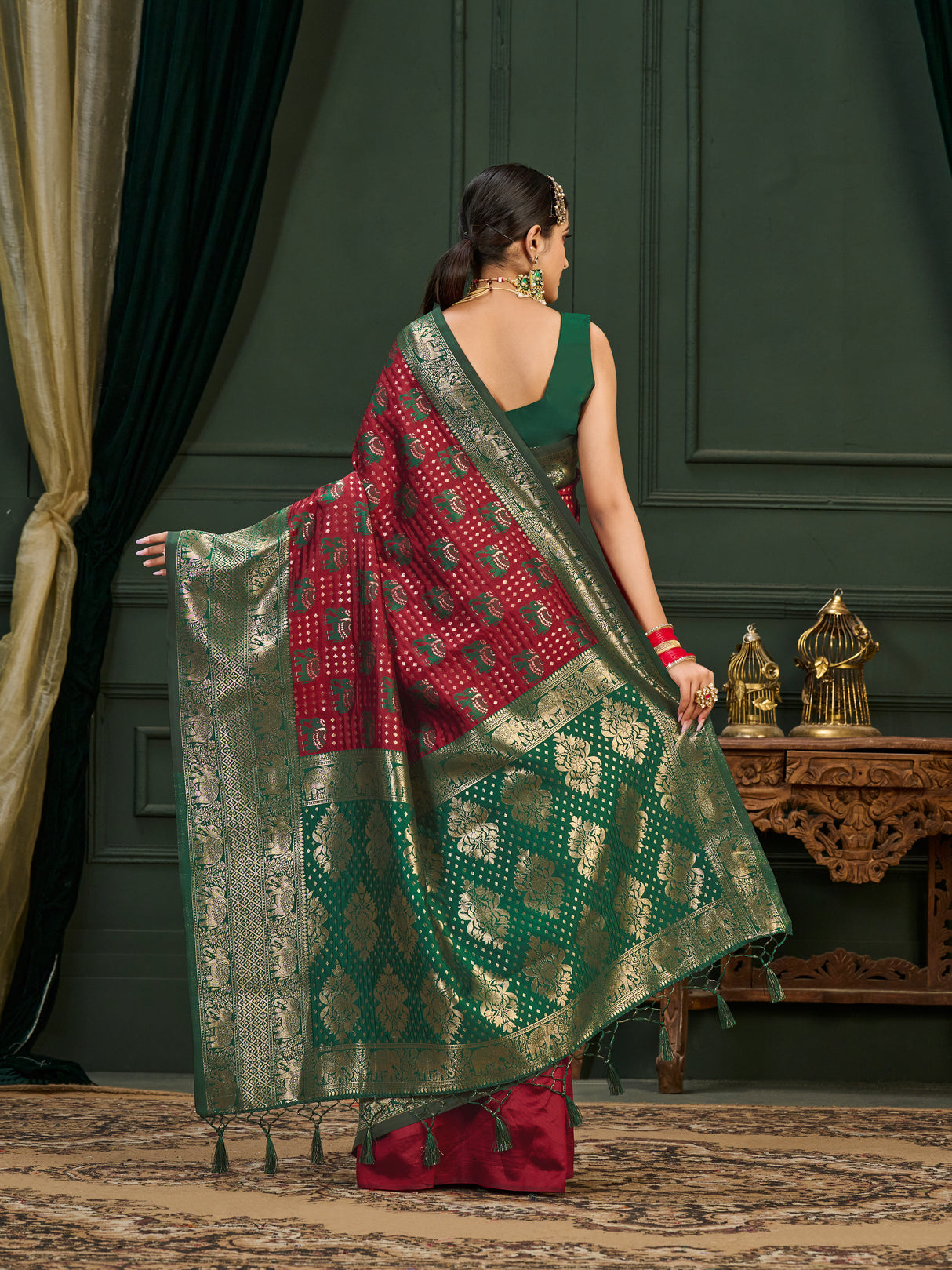 Mimosa Women's Woven Design Kanjivaram Art Silk Saree With Blouse Piece : SA0000901MR