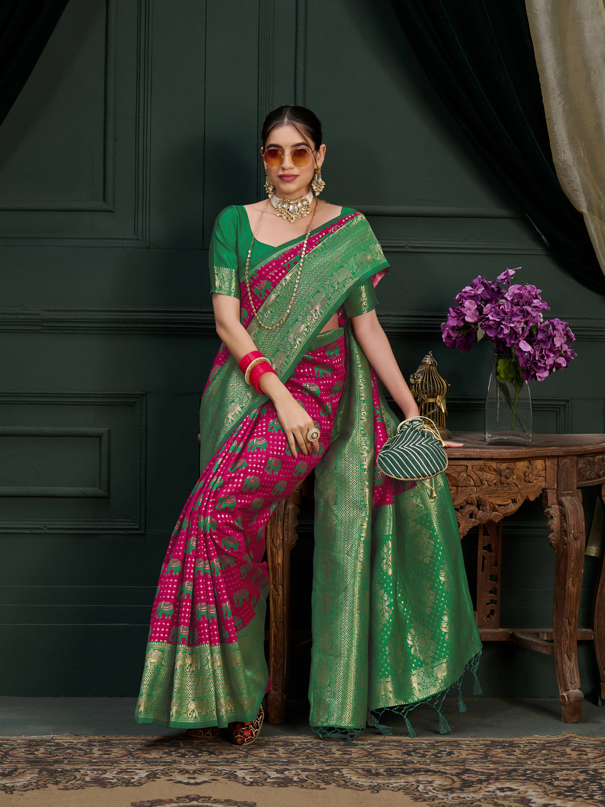 Mimosa Women's Woven Design Kanjivaram Art Silk Saree With Blouse Piece : SA0000901RN