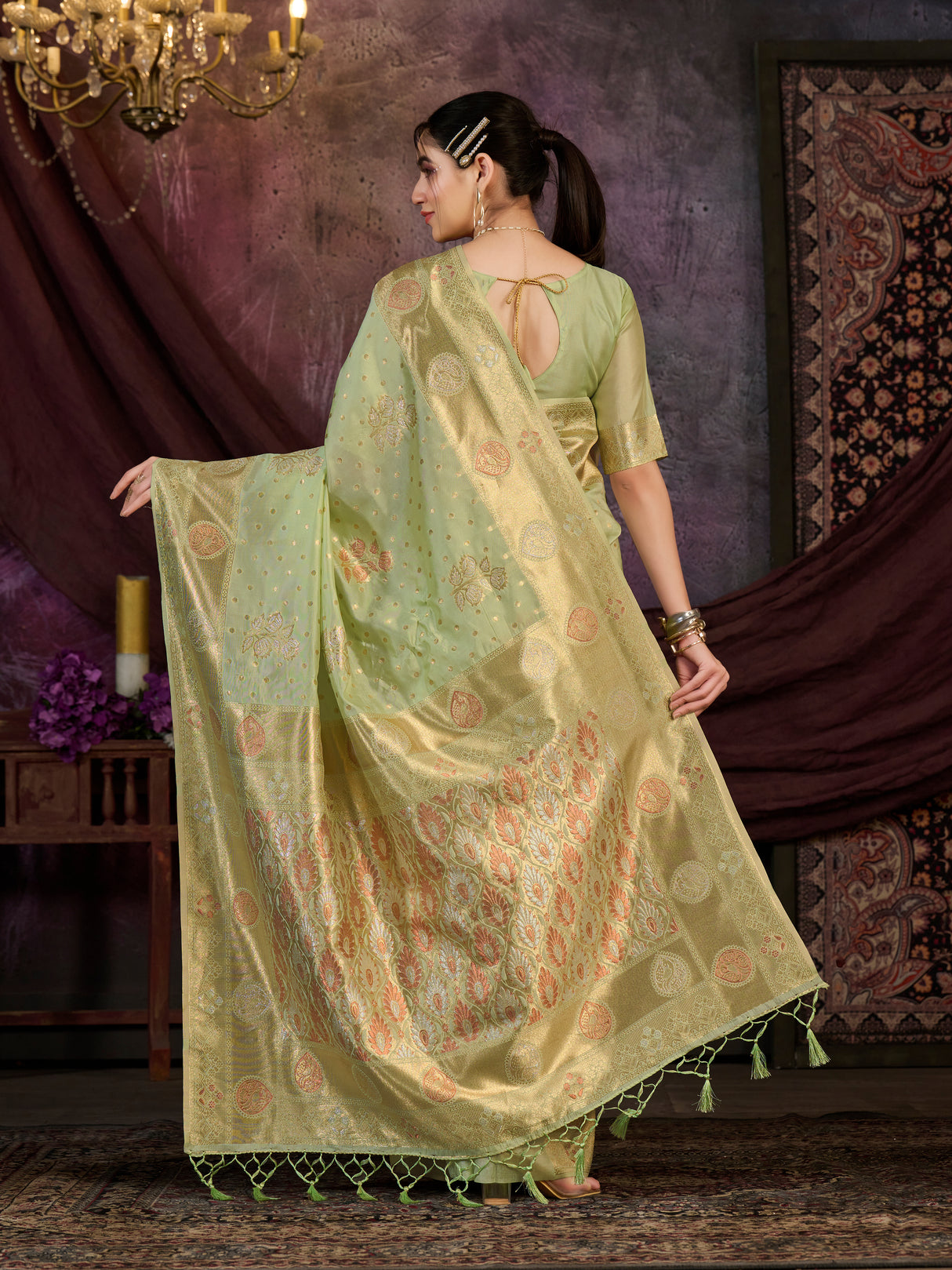 Mimosa Women's Woven Design Kanjivaram Art Silk Saree With Blouse Piece : SA0000905PS