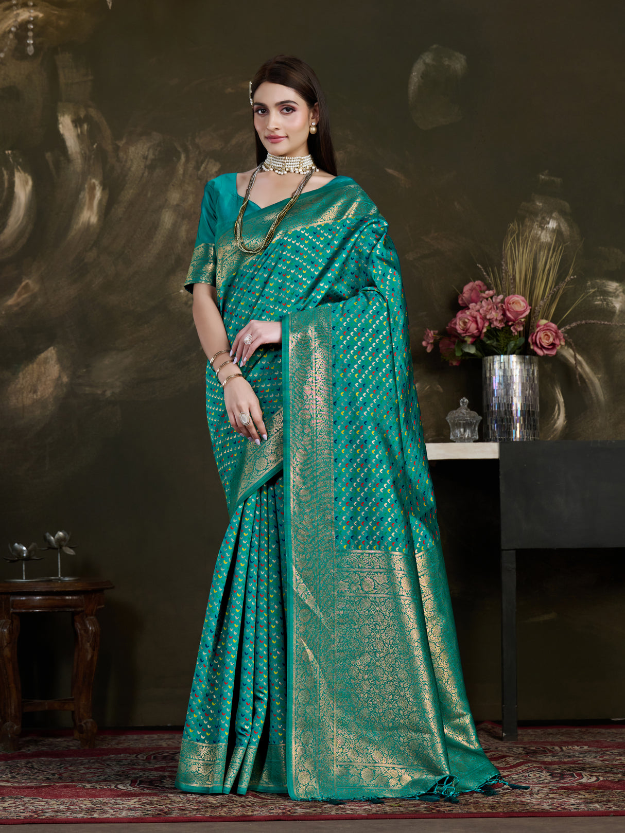 Mimosa Women's Woven Design Kanjivaram Art Silk Saree With Blouse Piece : SA0000906SF