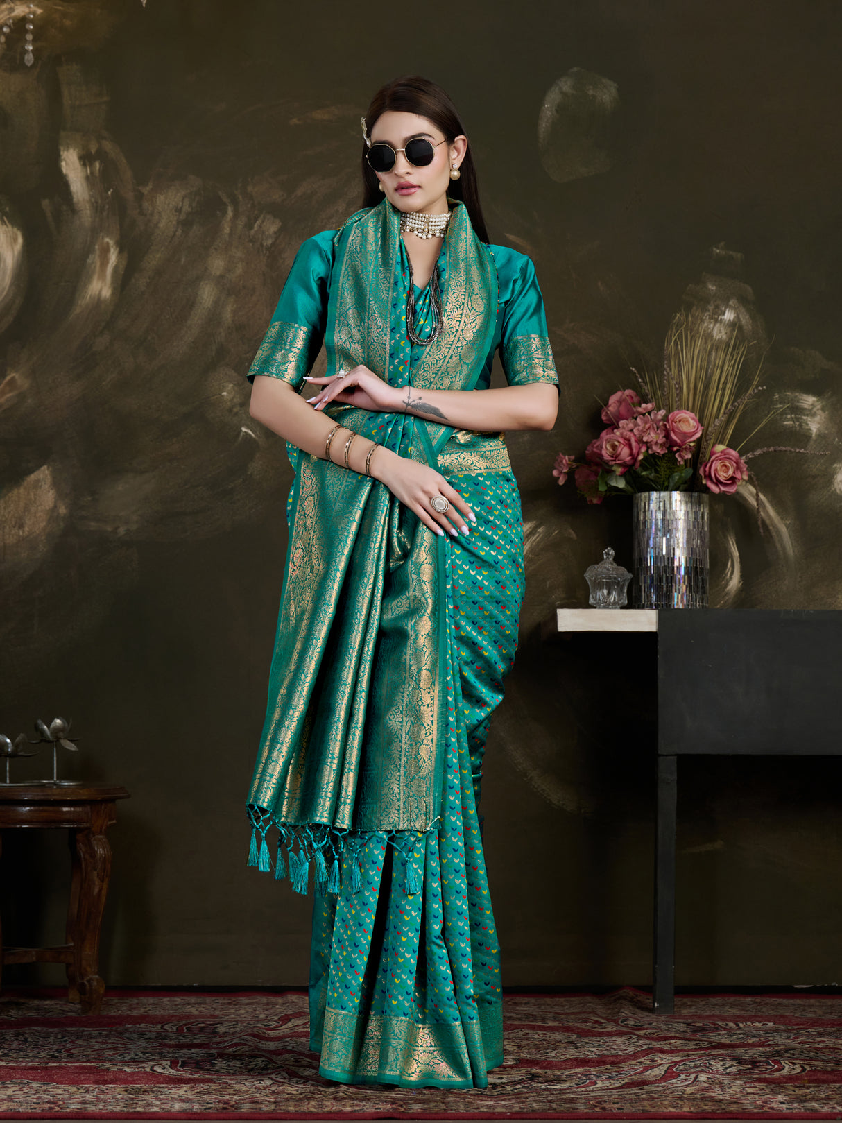 Mimosa Women's Woven Design Kanjivaram Art Silk Saree With Blouse Piece : SA0000906SF