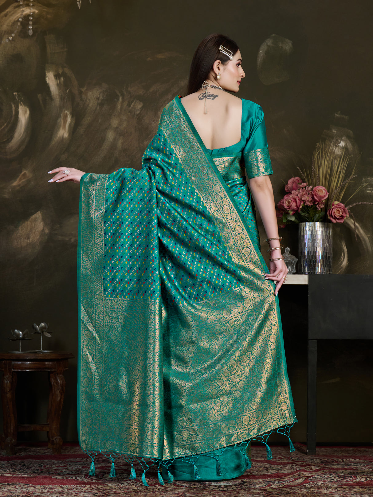 Mimosa Women's Woven Design Kanjivaram Art Silk Saree With Blouse Piece : SA0000906SF