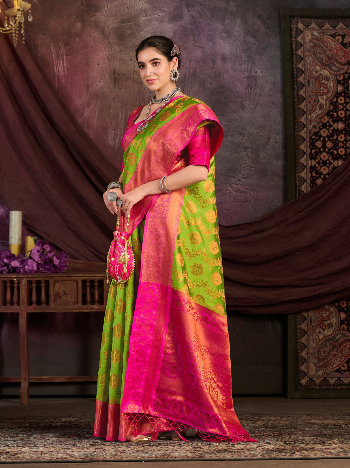 Mimosa Women's Woven Design Kanjivaram Art Silk Saree With Blouse Piece : SA0000913OL