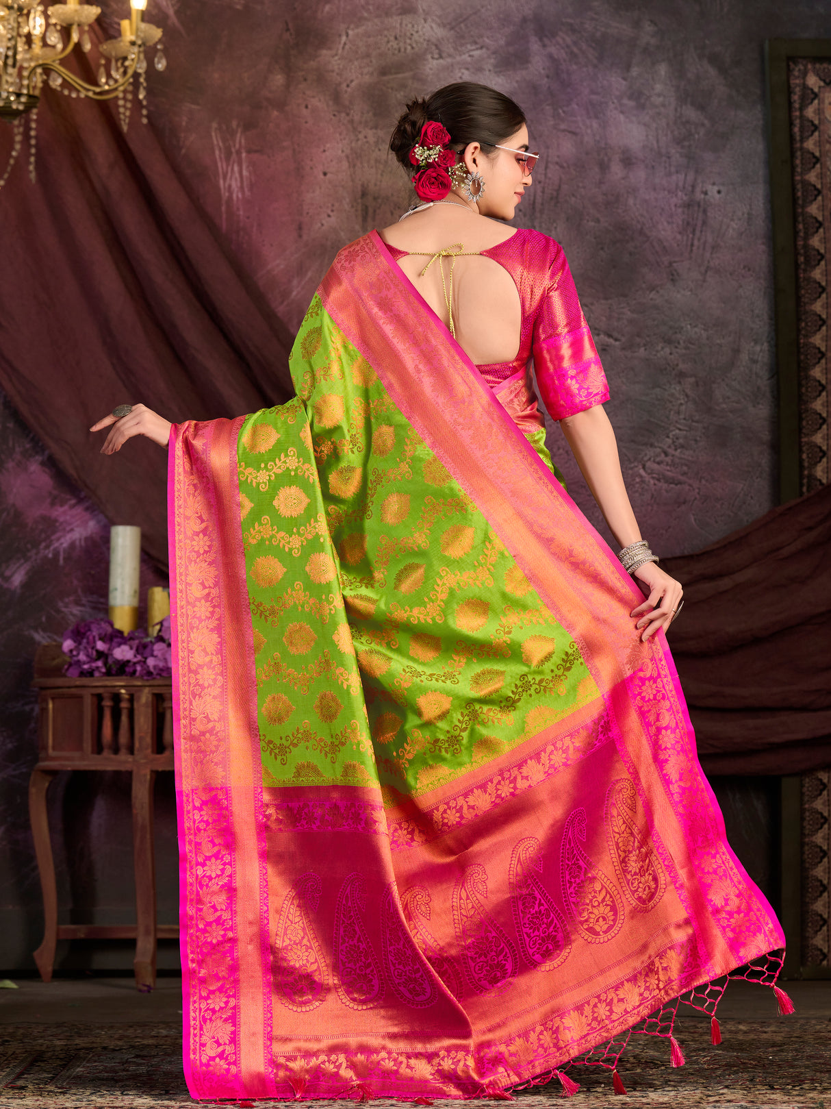 Mimosa Women's Woven Design Kanjivaram Art Silk Saree With Blouse Piece : SA0000913OL