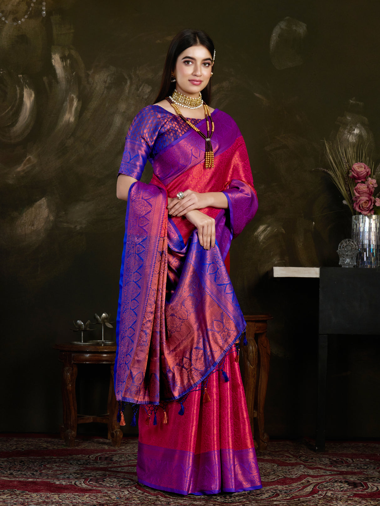 Mimosa Women's Woven Design Kanjivaram Art Silk Saree With Blouse Piece : SA0000915RN