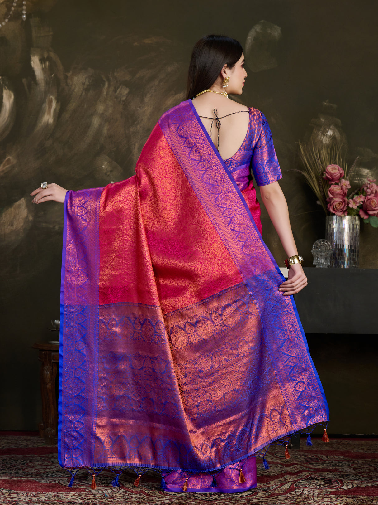 Mimosa Women's Woven Design Kanjivaram Art Silk Saree With Blouse Piece : SA0000915RN