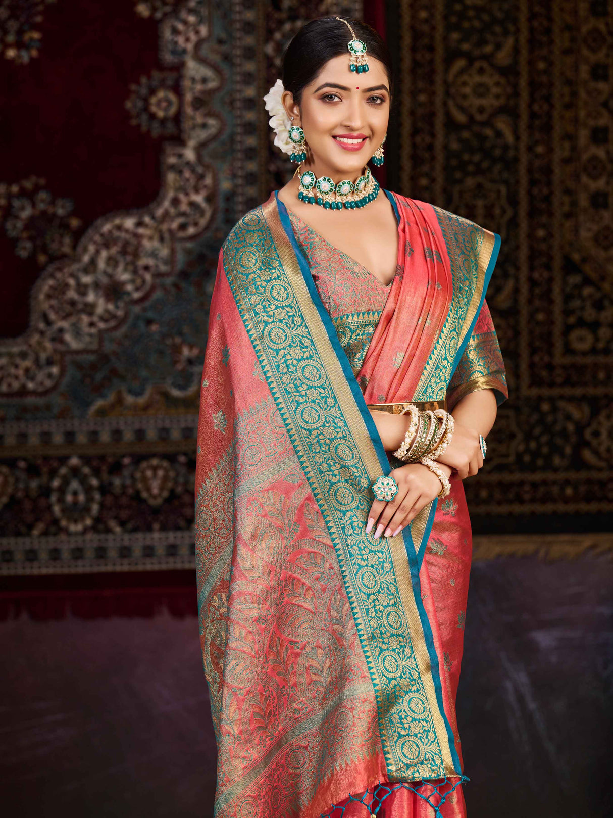 Mimosa Women's Woven Design Kanjivaram Art Silk Saree With Blouse Piece : SA0000942ST