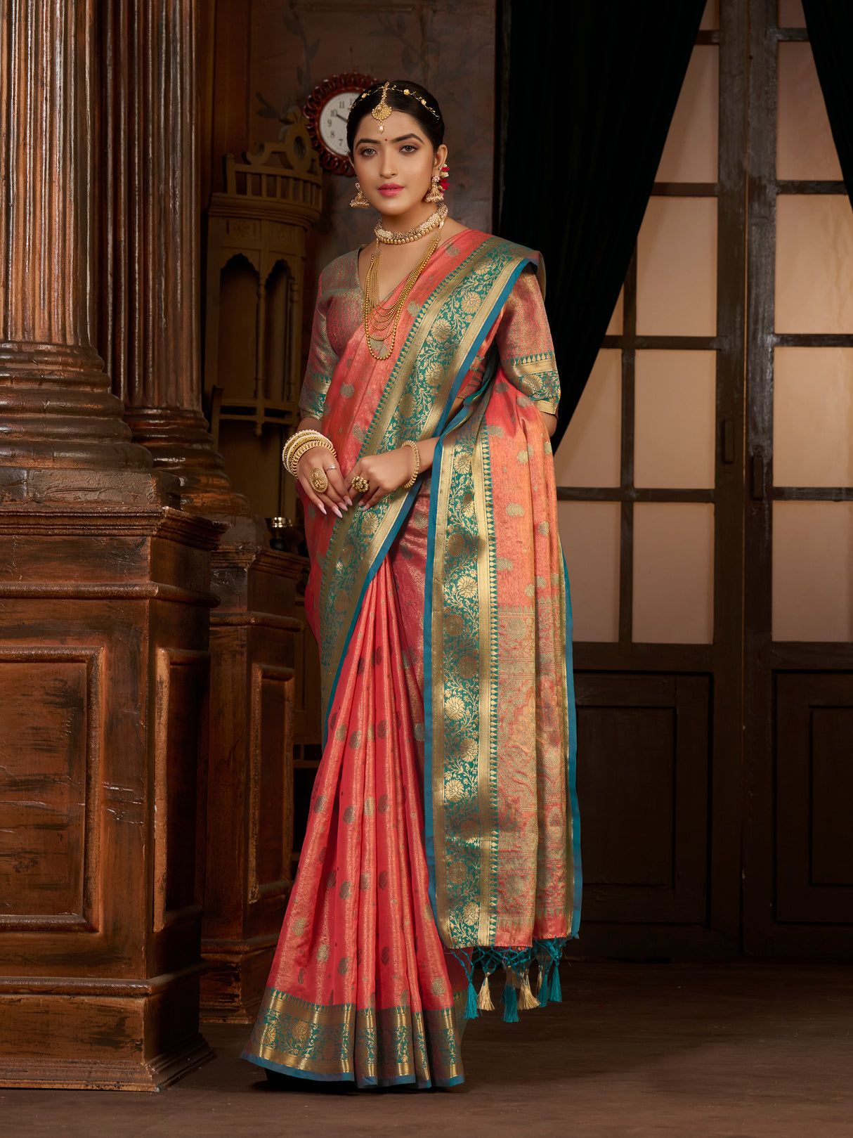 Mimosa Women's Woven Design Kanjivaram Art Silk Saree With Blouse Piece : SA0000943GJ