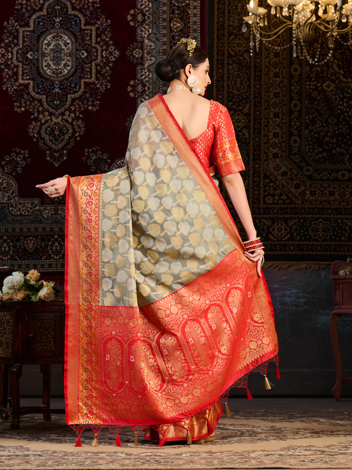 Mimosa Women's Woven Design Banarasi Art Silk Saree With Blouse Piece : SA0000945GY